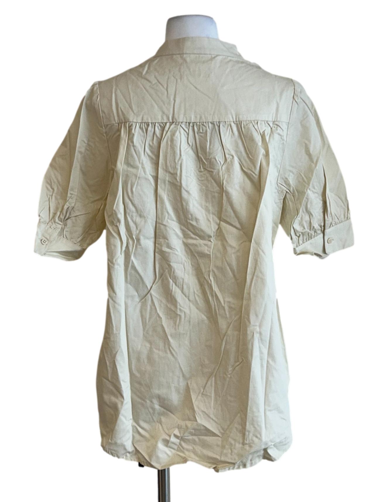Cream Organic Cotton Mandarin Collar Shirt OSN