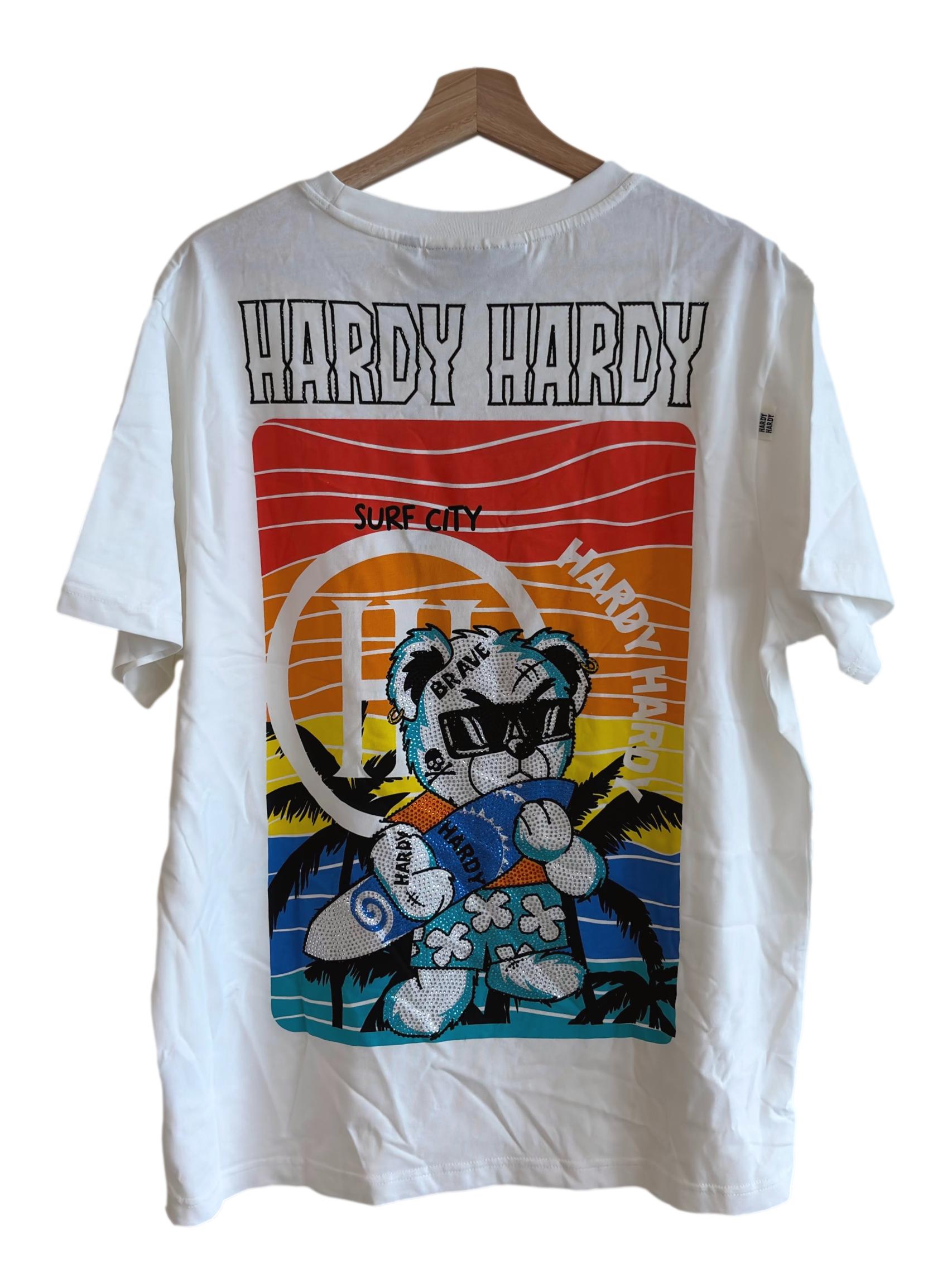 White Bear Logo Beads Cotton T-Shirt