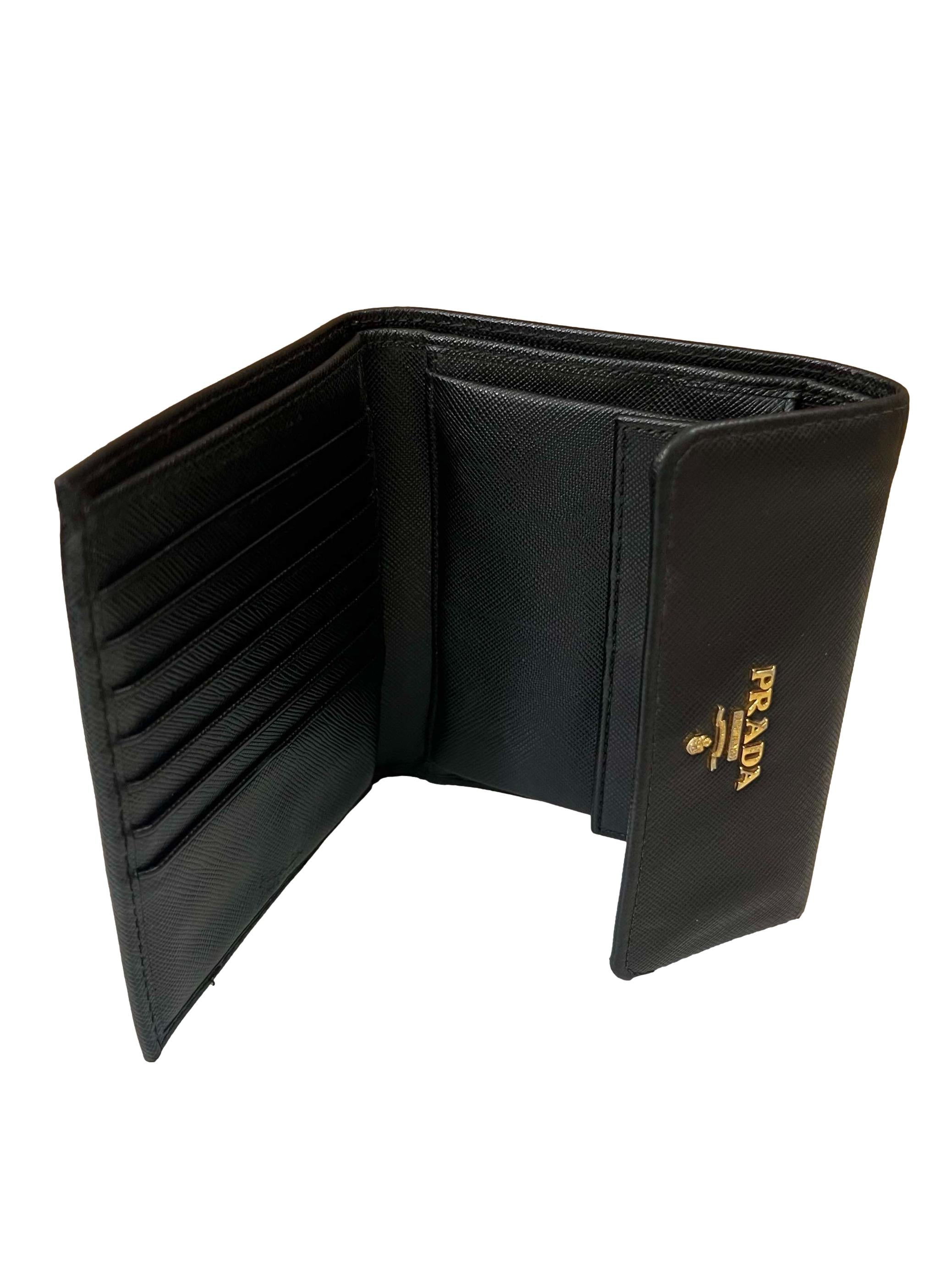 Black Leather Prada Bifold Wallet CSN