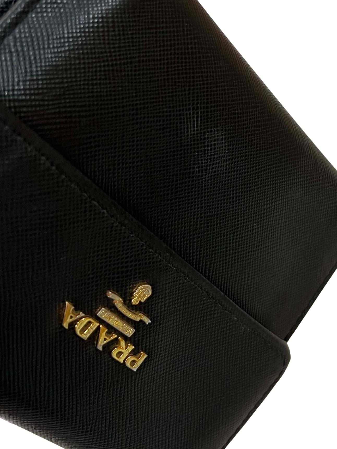 Black Leather Prada Bifold Wallet CSN