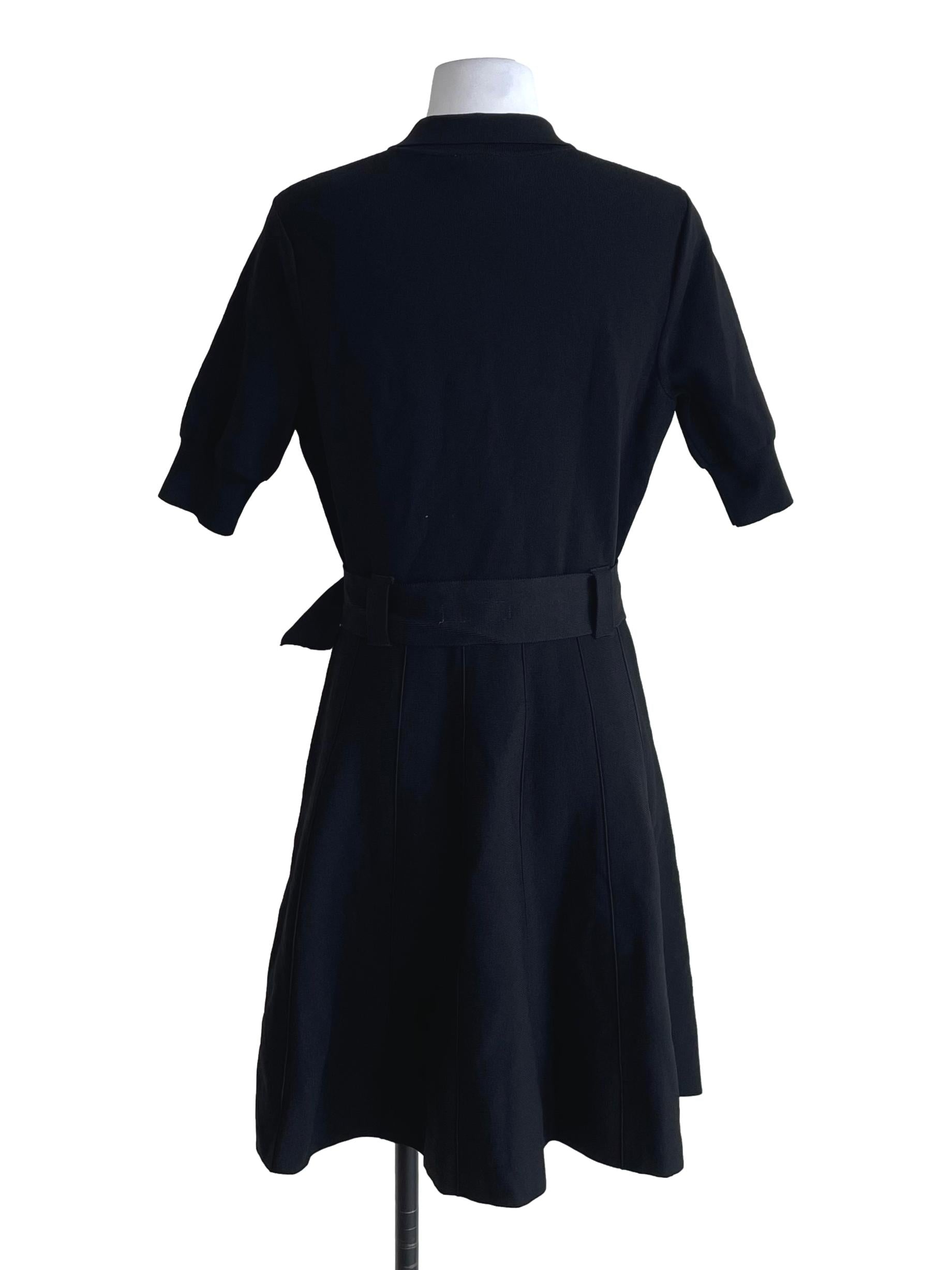 Black Panelled Knit Polo Dress