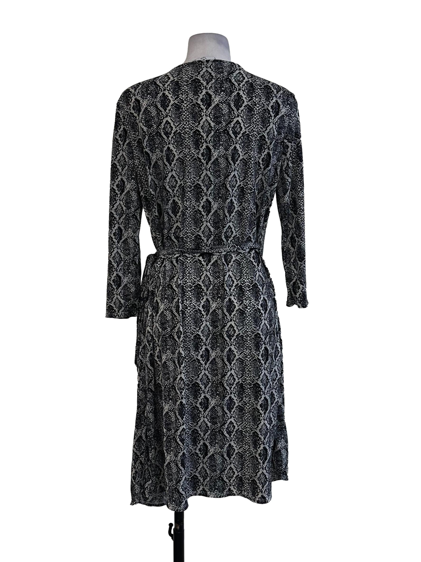 Black Abstract Pattern Wrap Dress