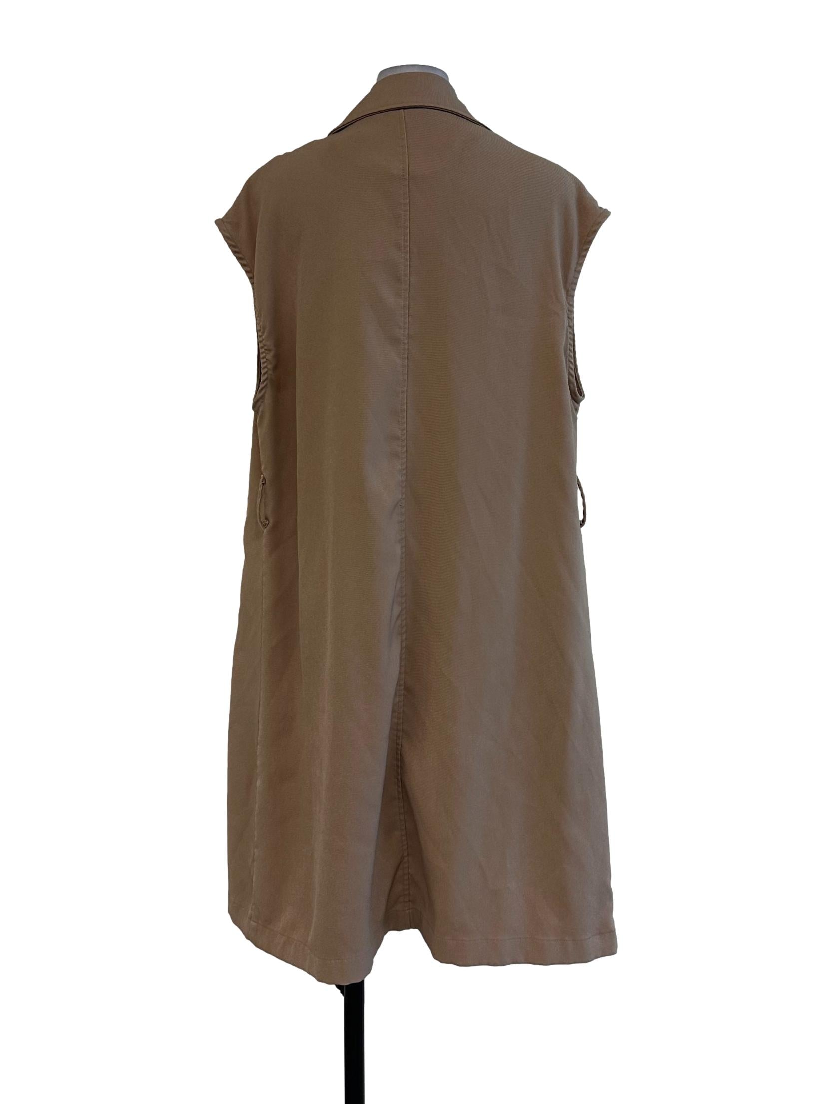 Biscotti Beige Collar Sleeveless Long Jacket