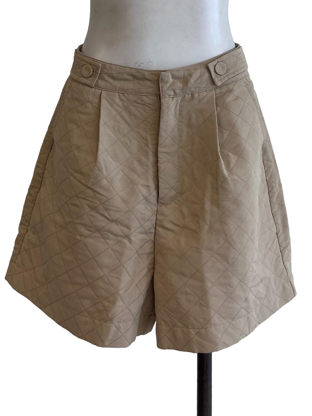 Taupe Textured Geometric Short Pants