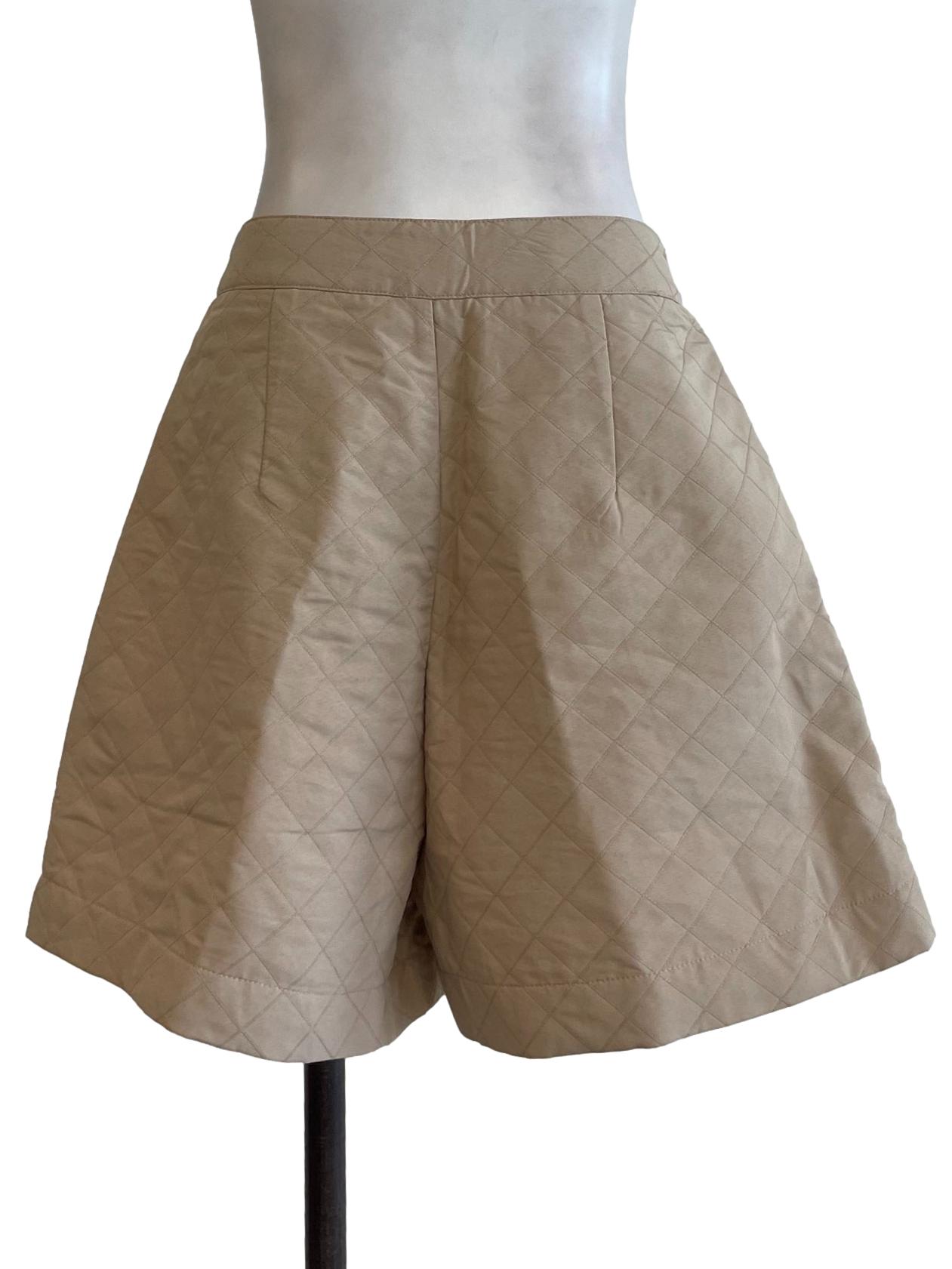 Taupe Textured Geometric Short Pants