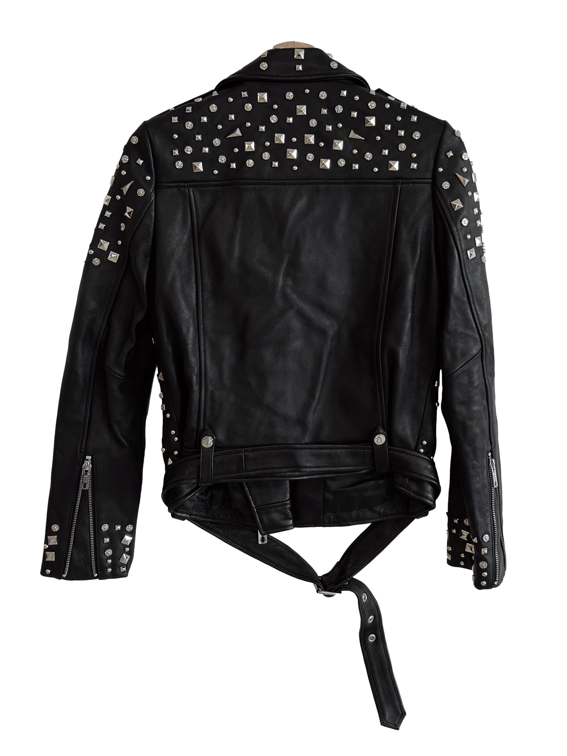 Black Studs Lambskin Leather Jacket