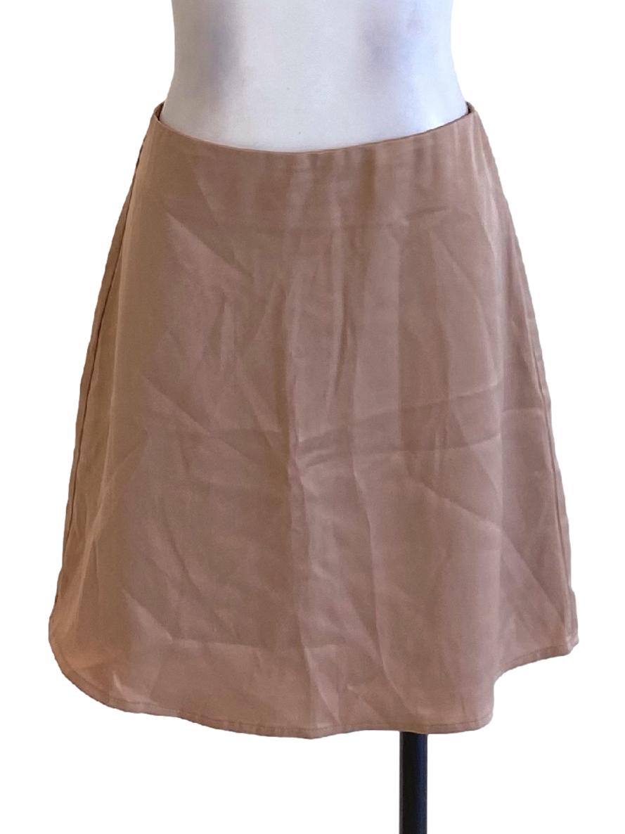 Sepia Brown High Waisted Zippered Mini A-Line Skirt