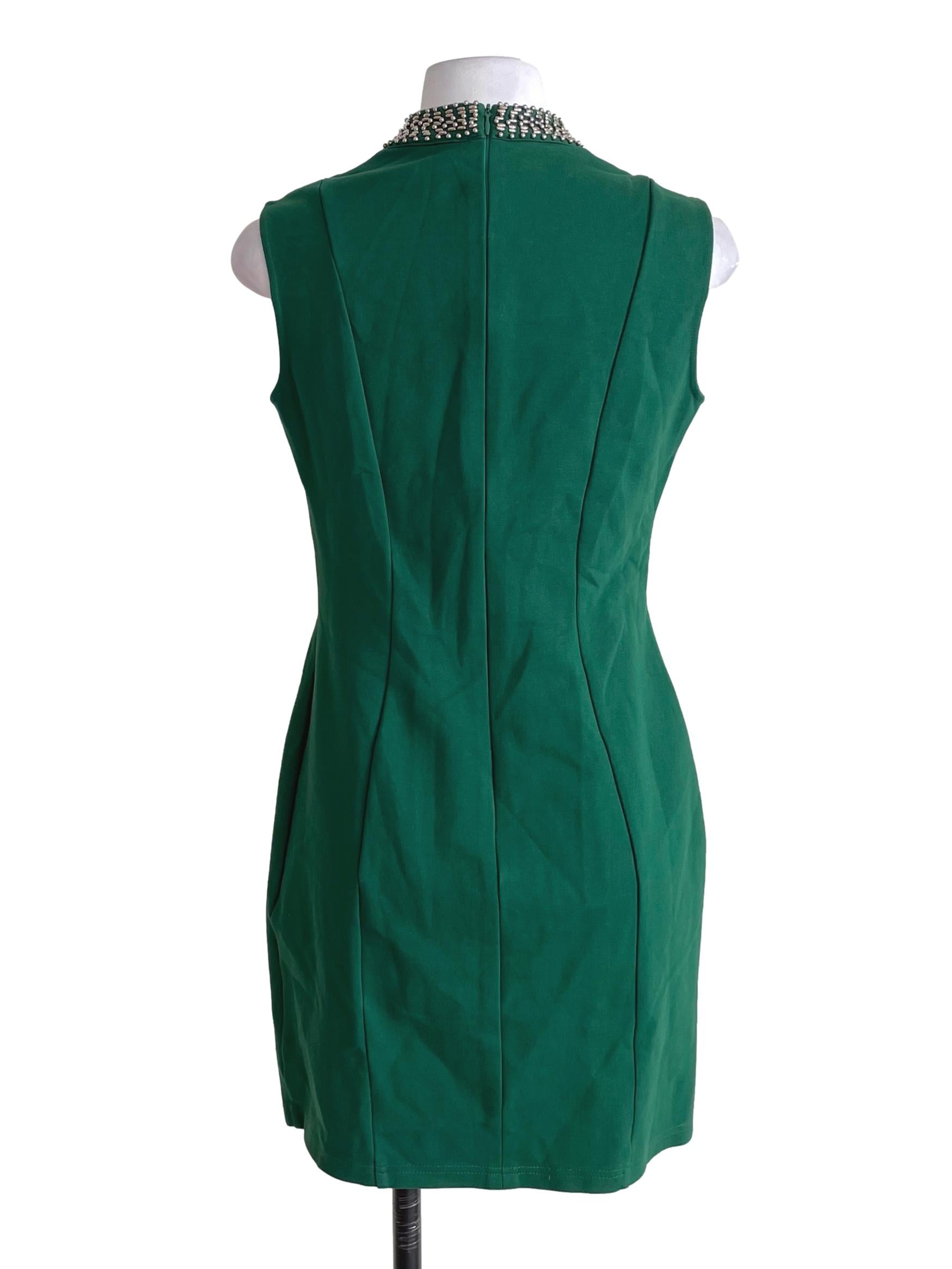 Emerald Green Beaded Sleeveless Dress