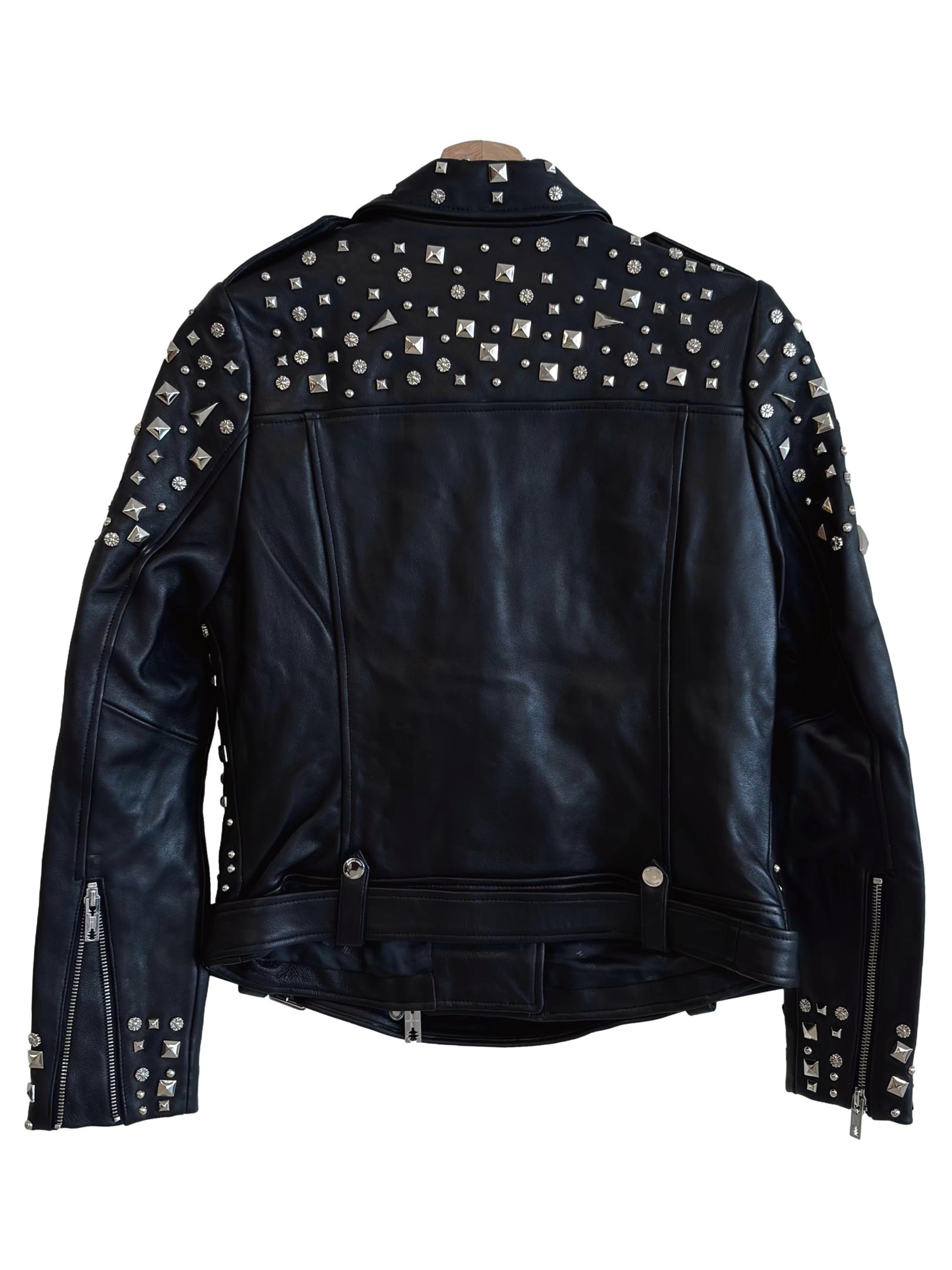 Black Studs Lambskin Leather Jacket