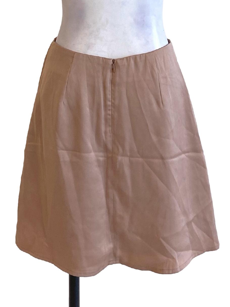Sepia Brown High Waisted Zippered Mini A-Line Skirt