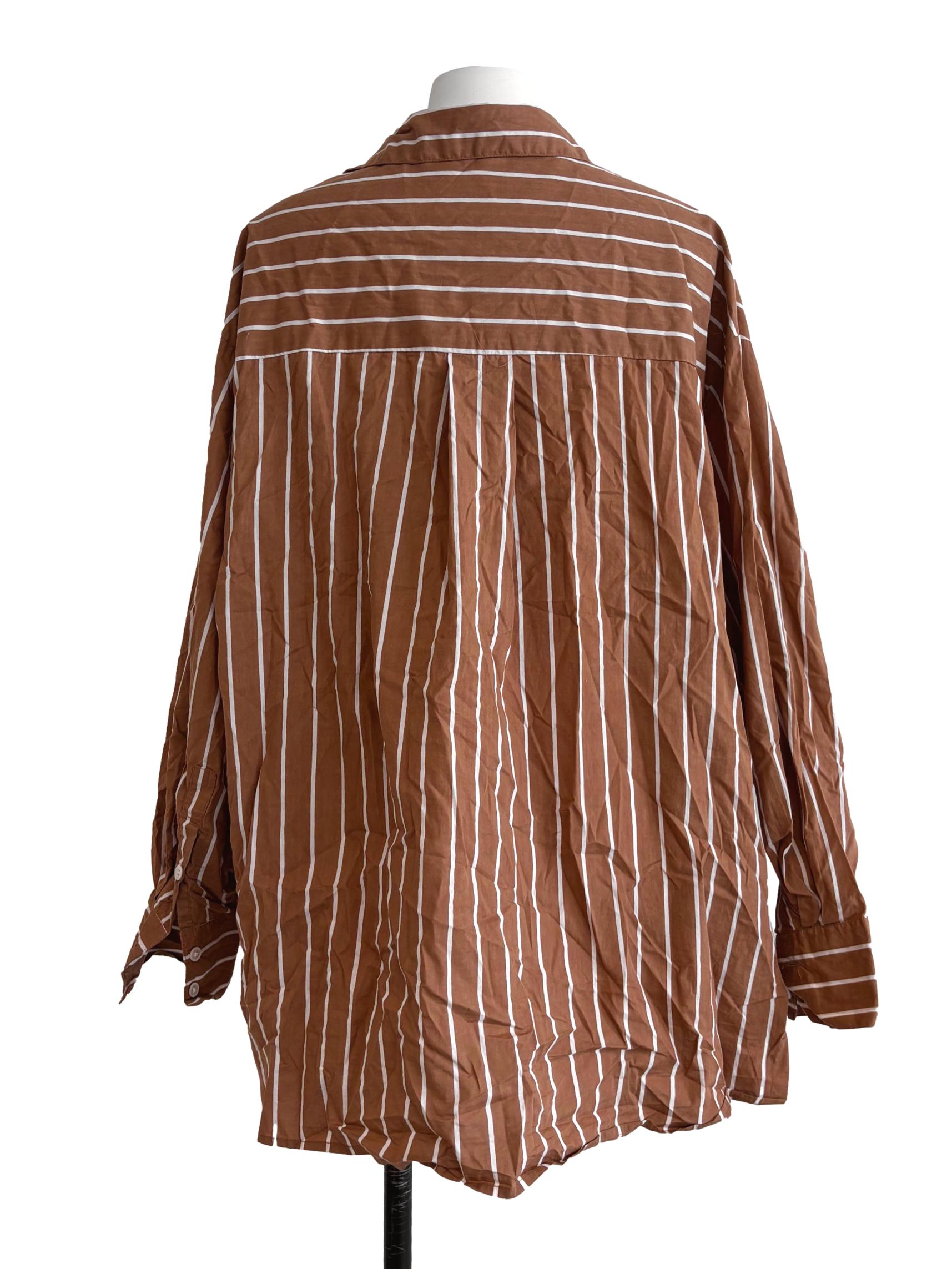 Tawny Brown Striped Button Shirt