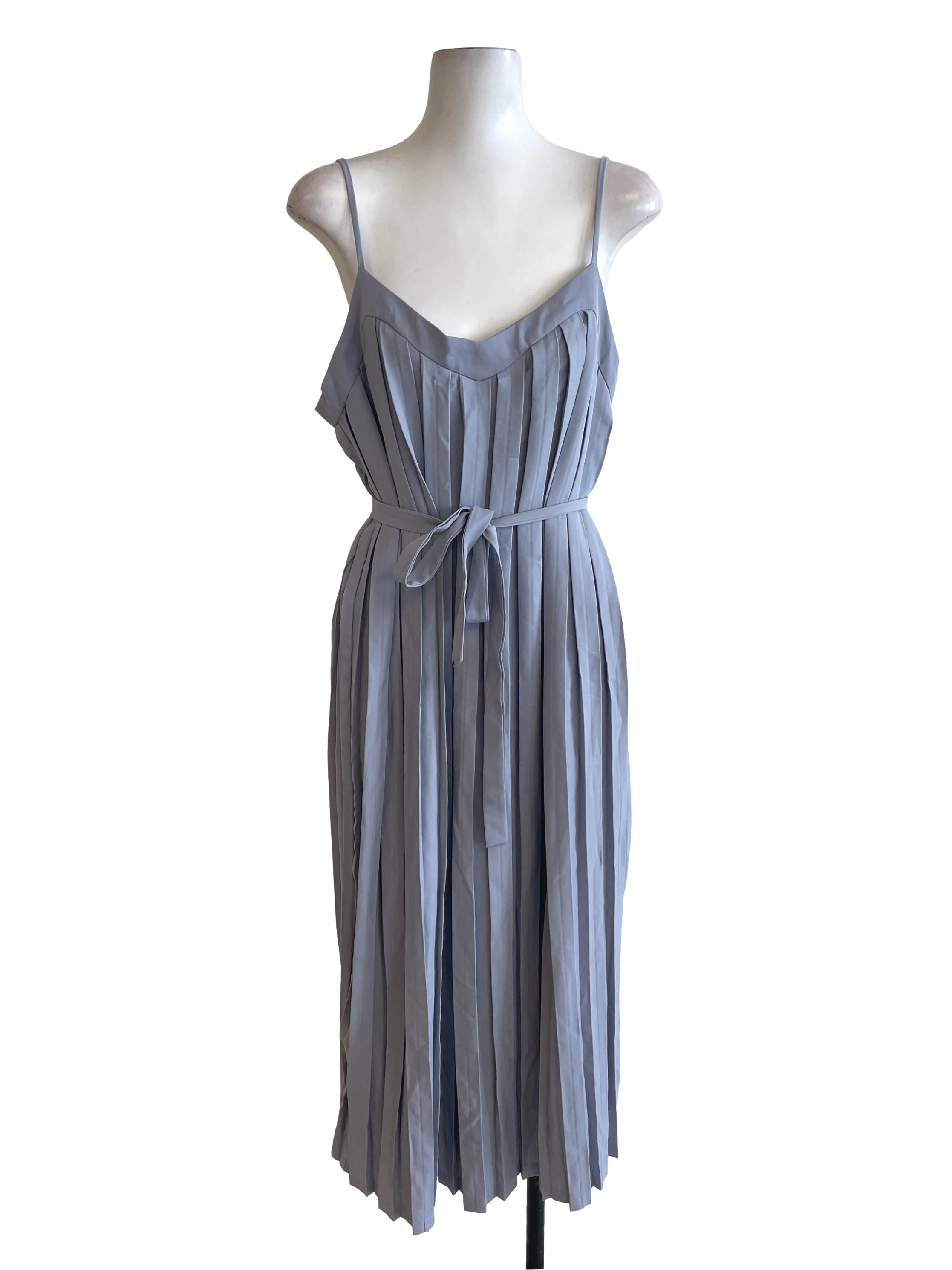 Slate Grey Pleated Dress
