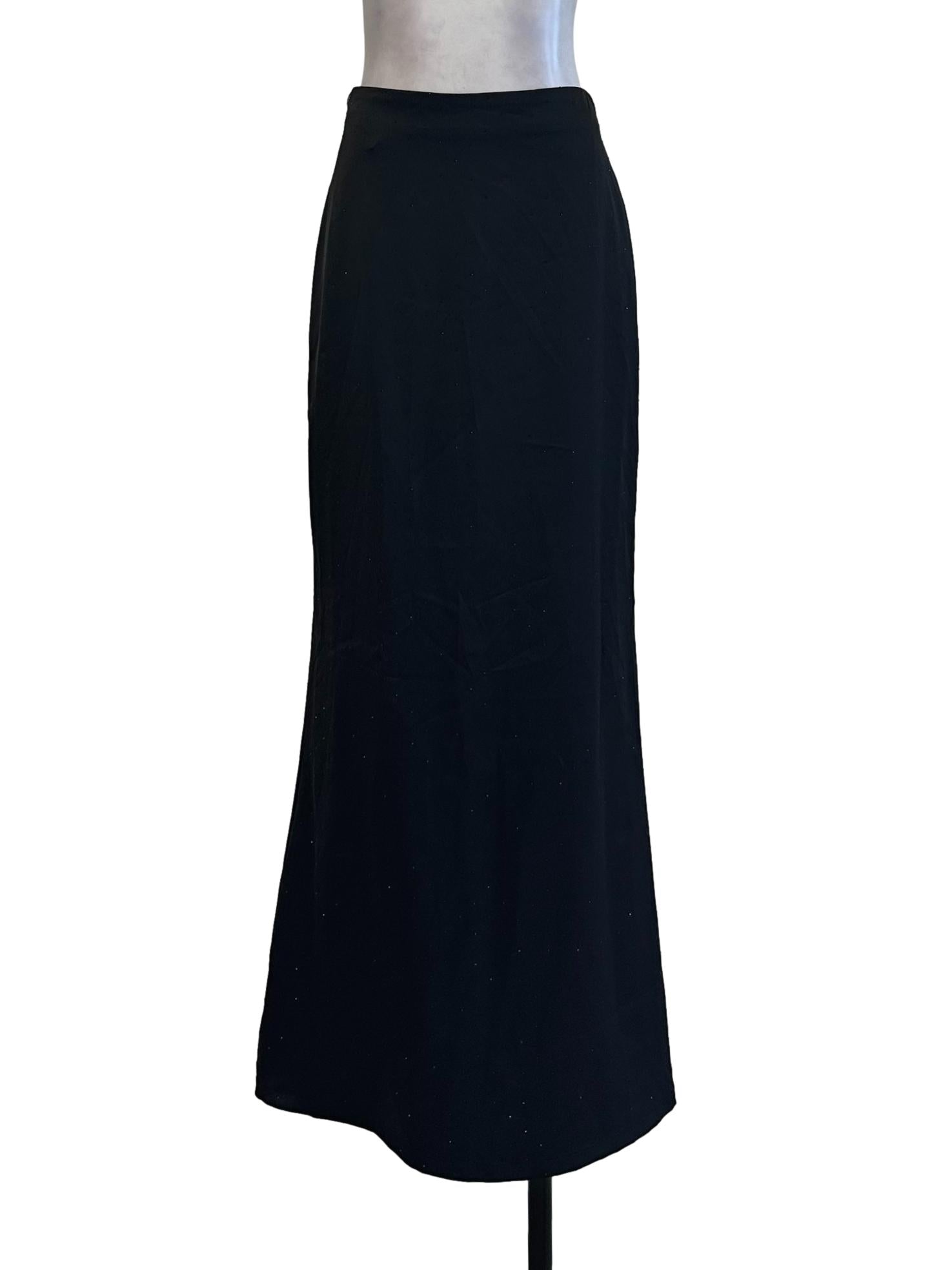 Black Satin Rhinestone Skirt