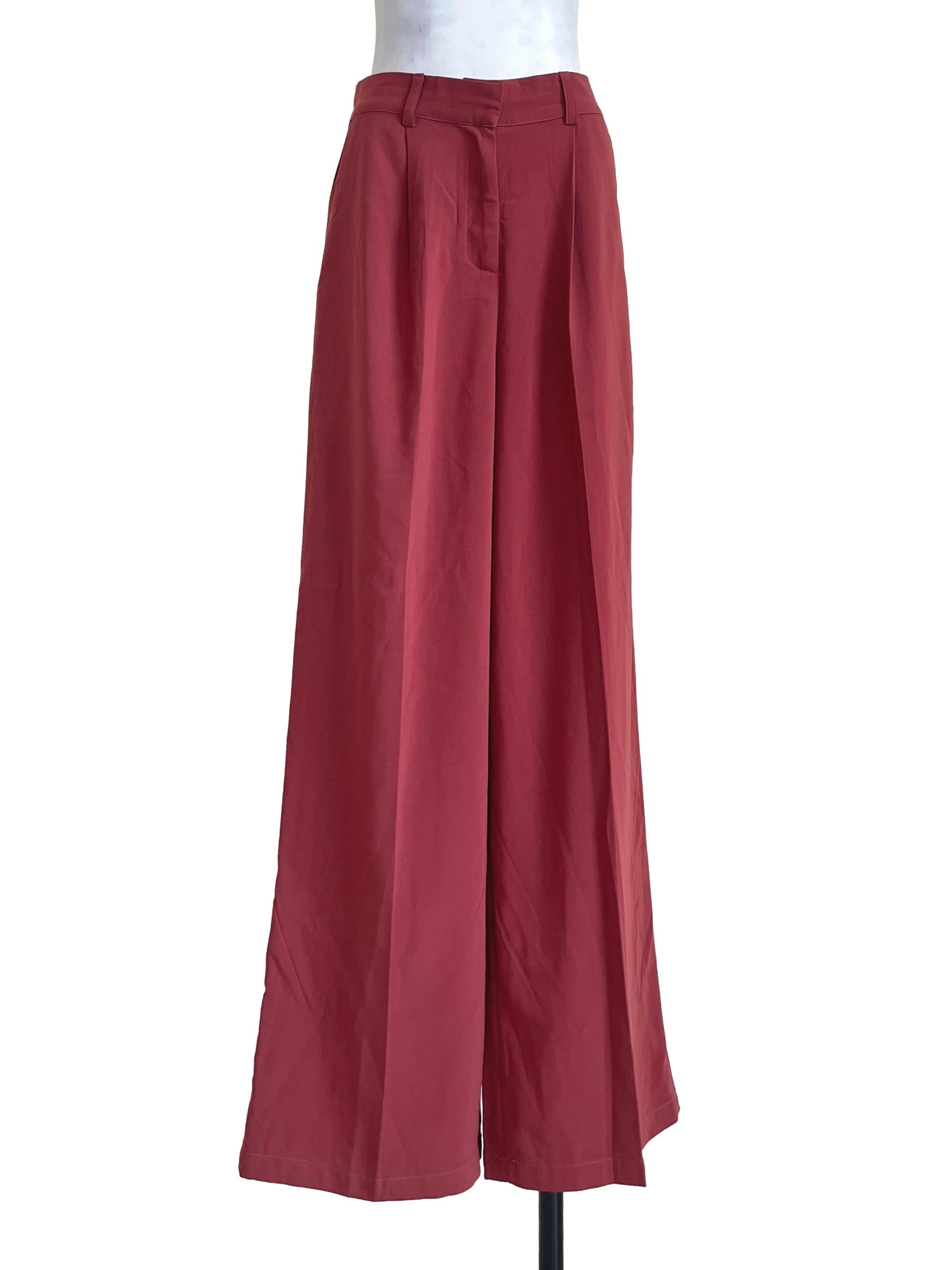 Blush Red Wide Leg Pants TEM