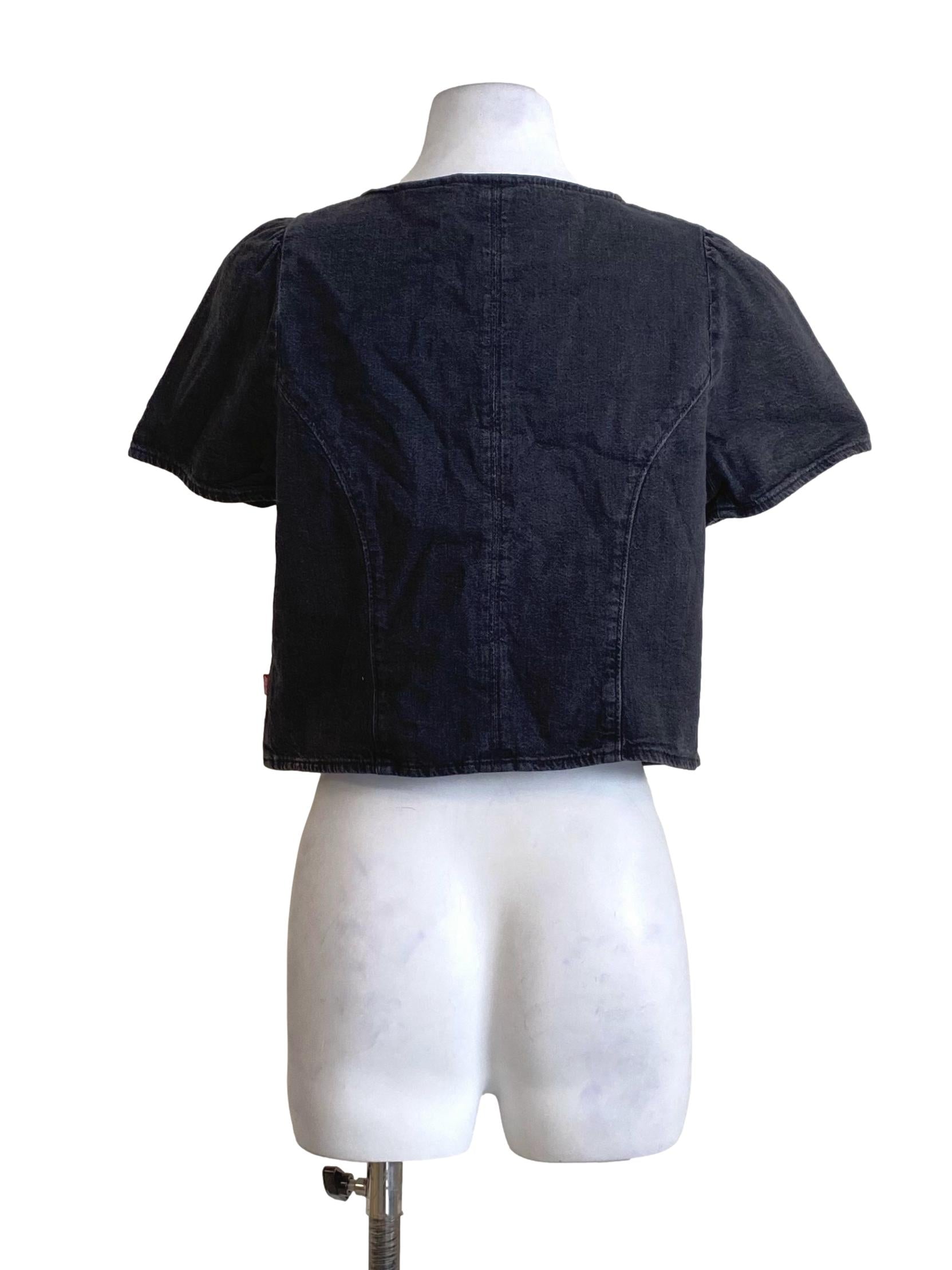 Charcoal Black Button Down Blouse