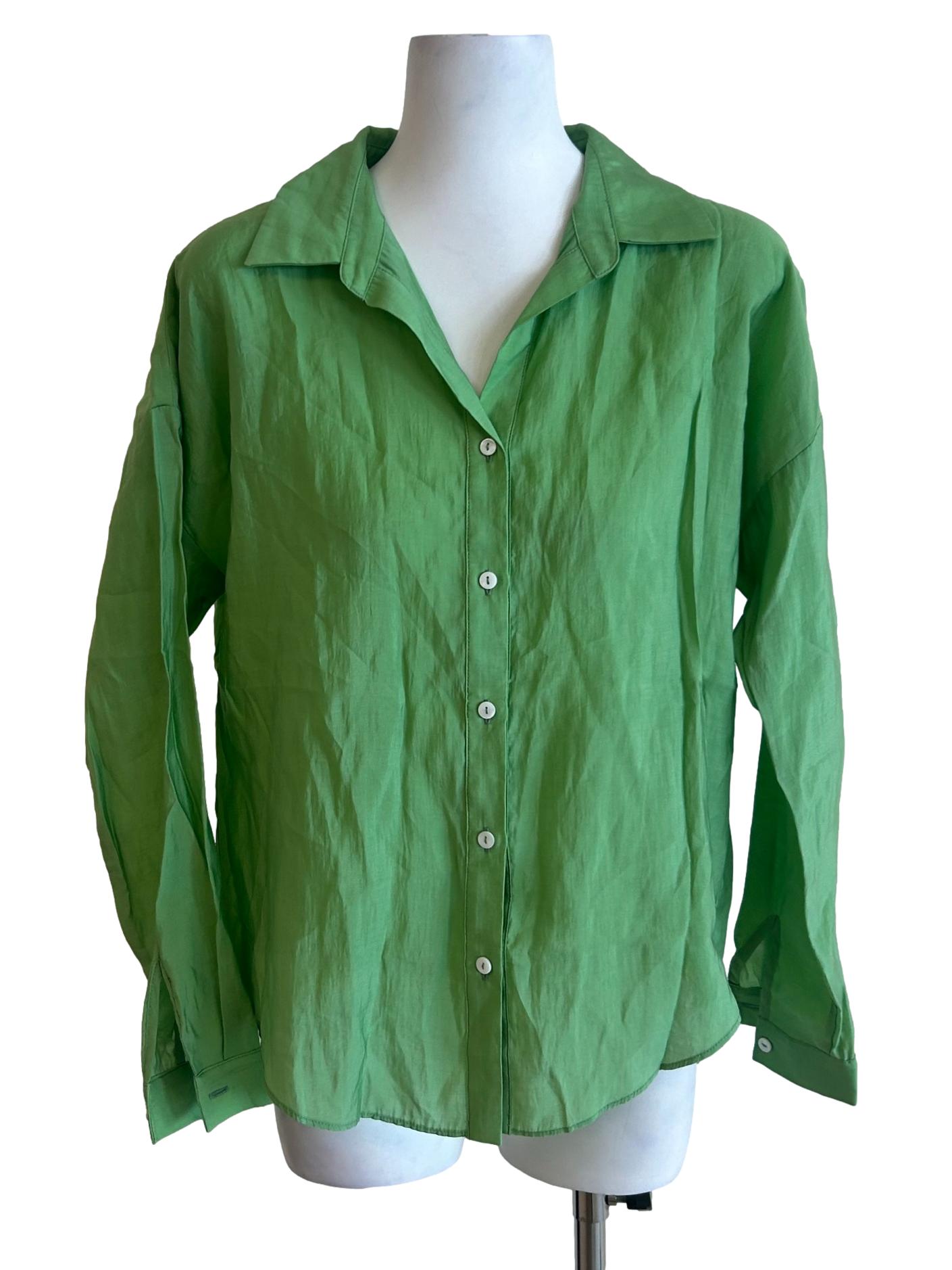 Green Tencel Button Down Shirt OSN