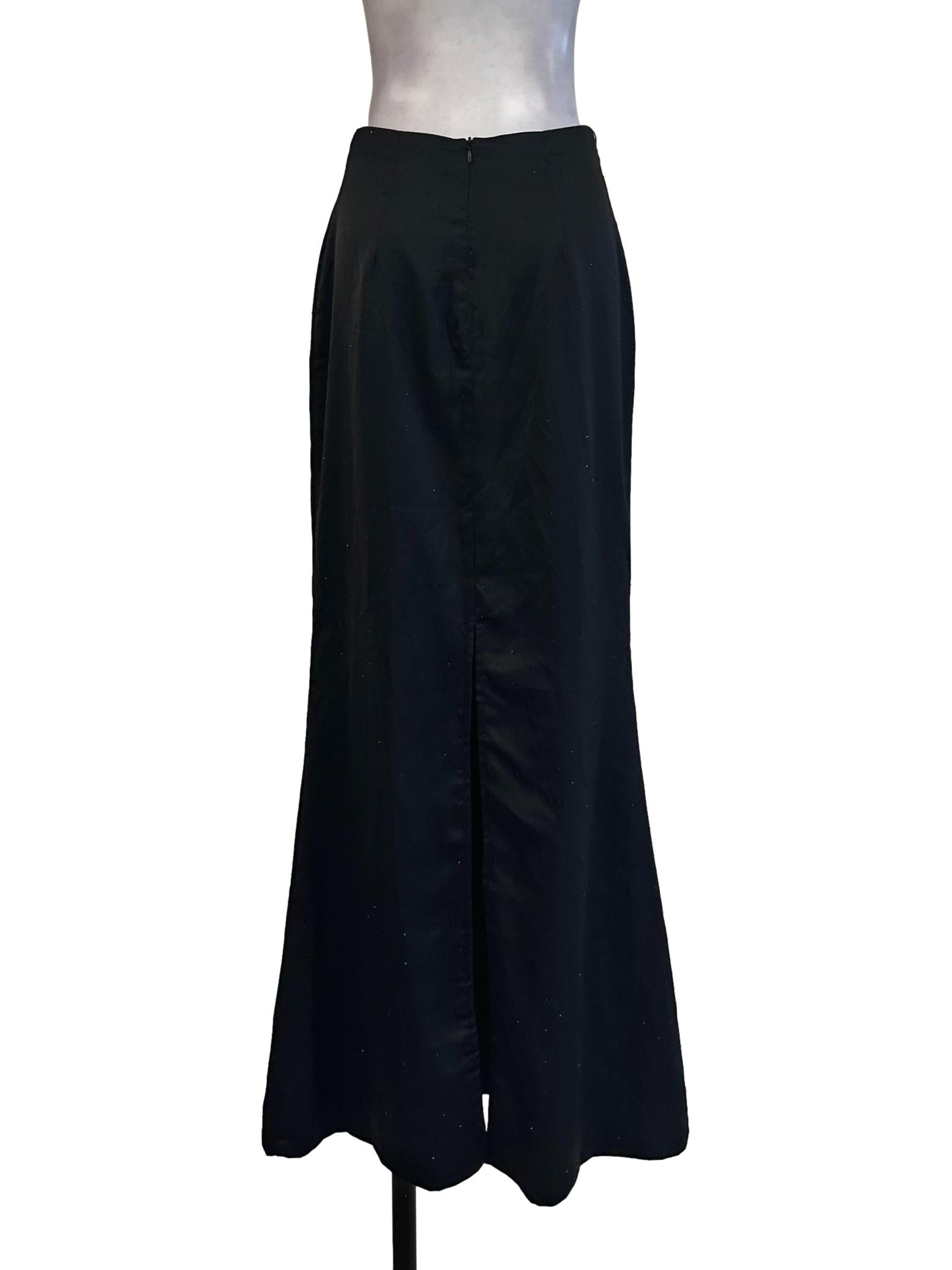 Black Satin Rhinestone Skirt