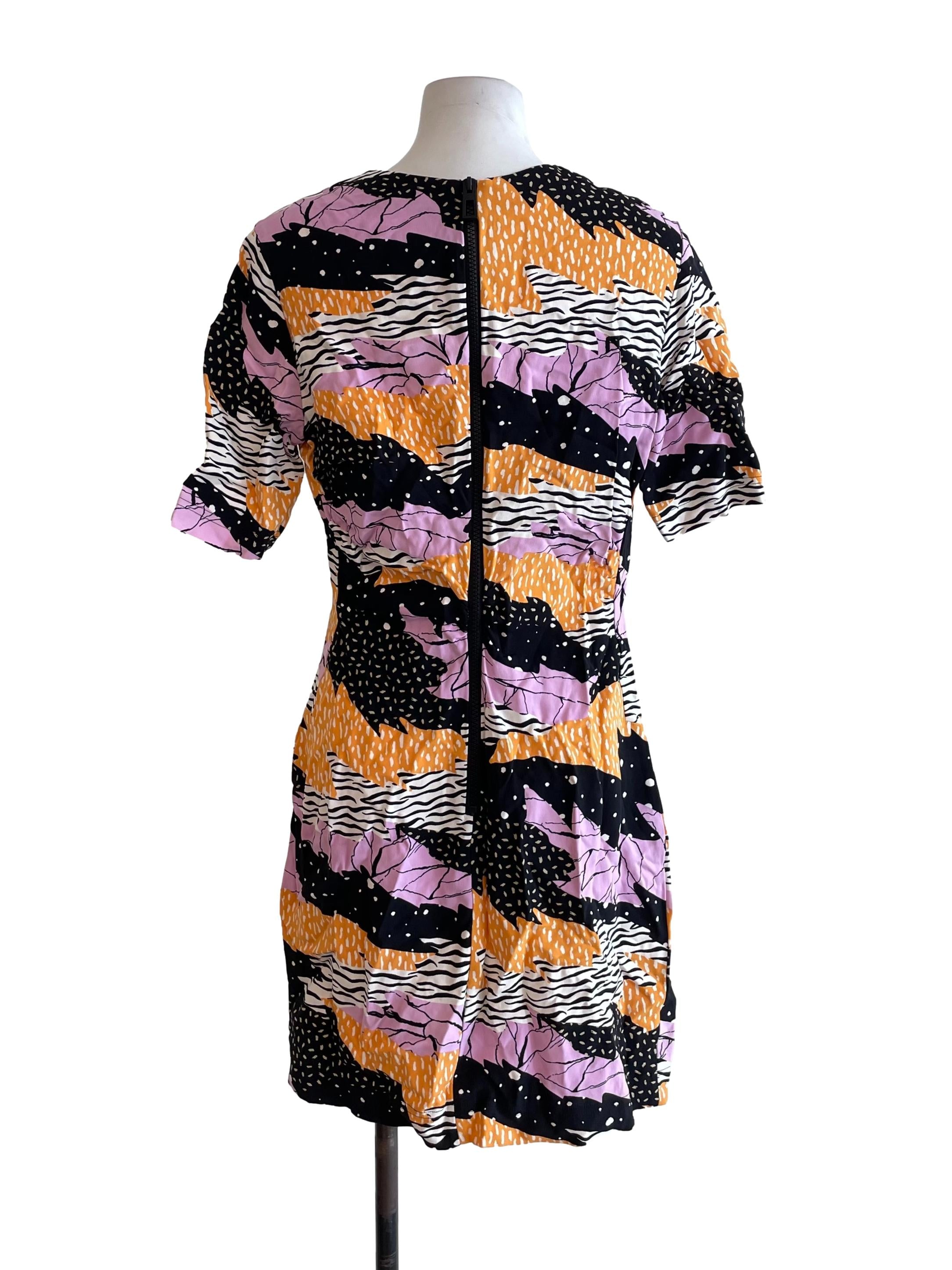 Black Contrast Graphic Fit Dress