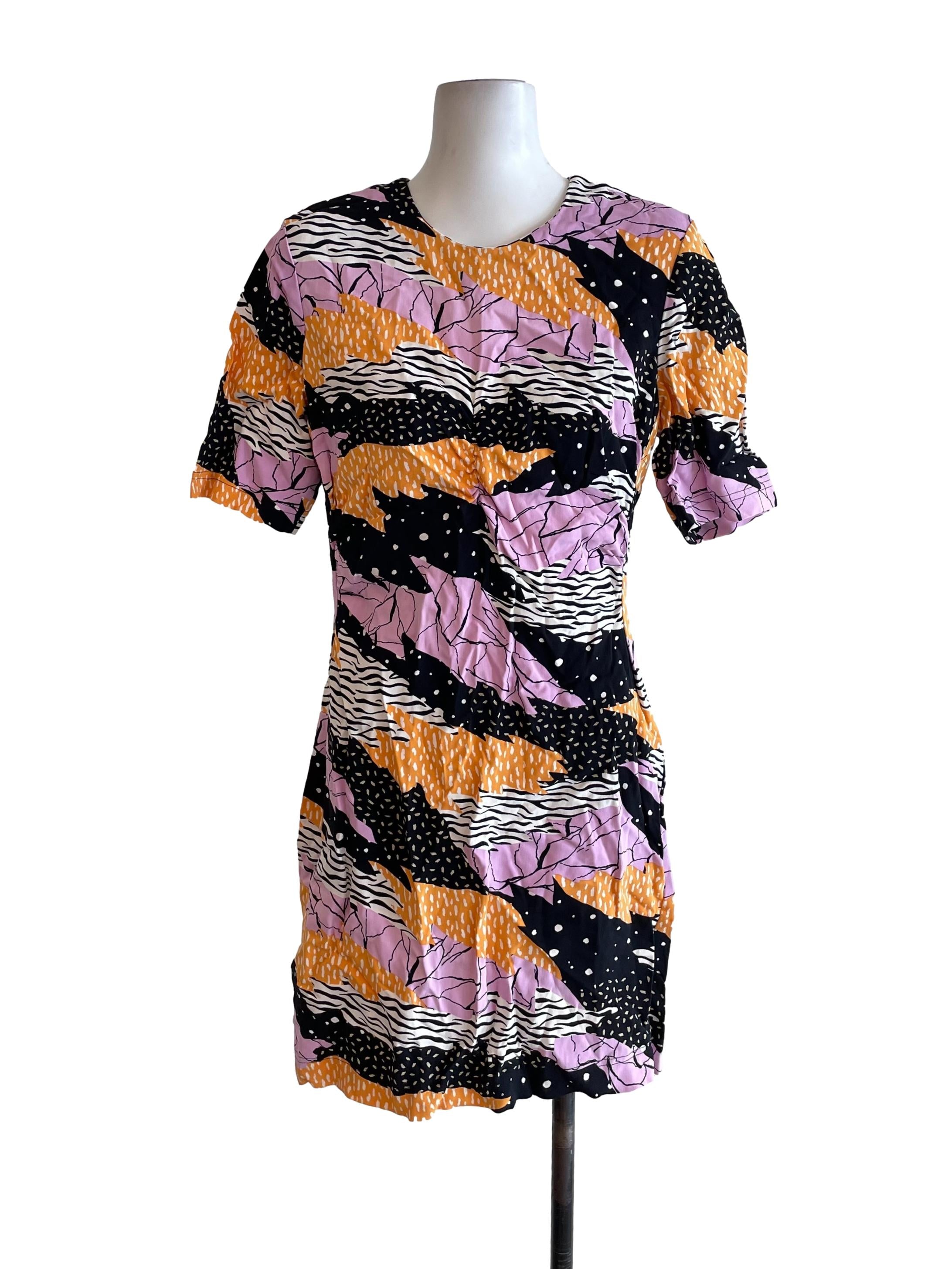 Black Contrast Graphic Fit Dress