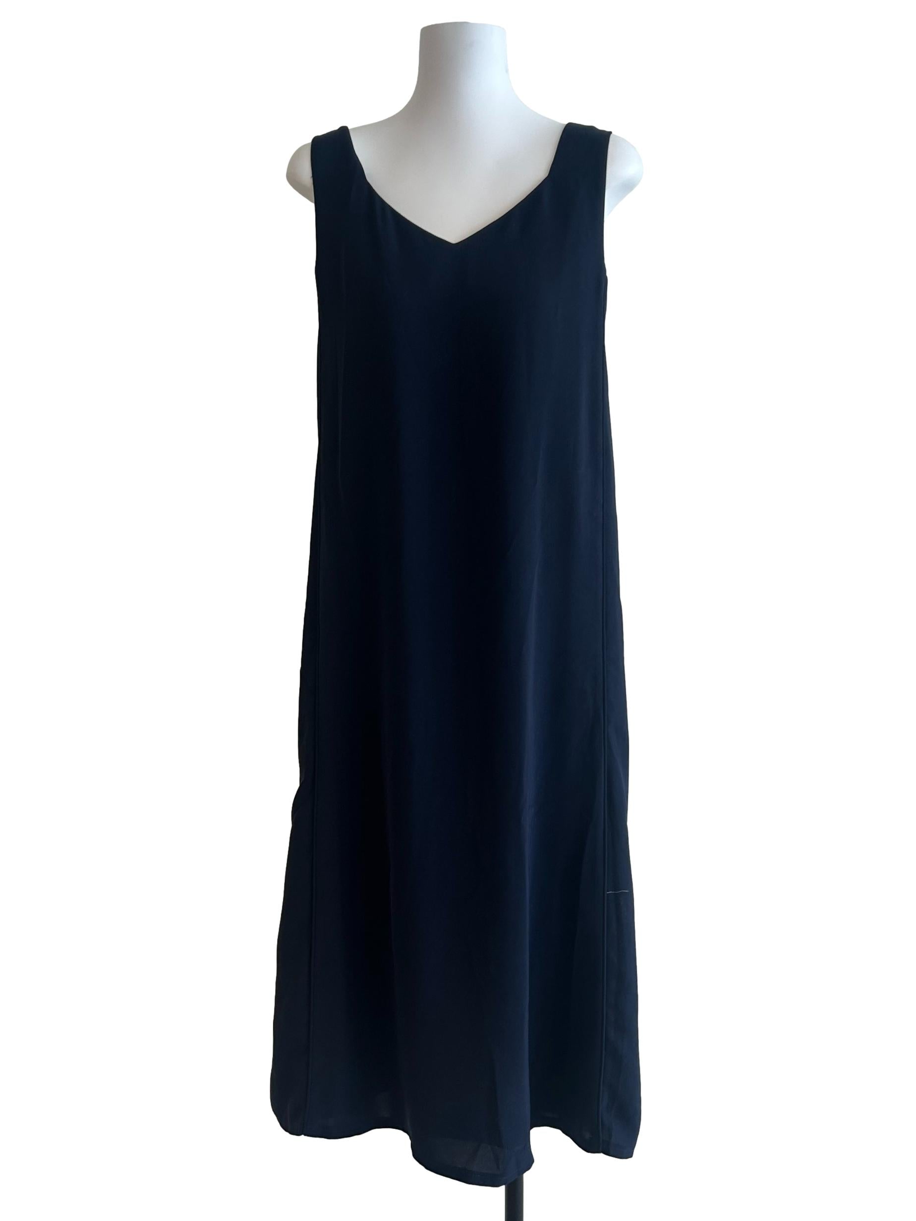 Navy Viscose Drop Waist Tent Dress OSN