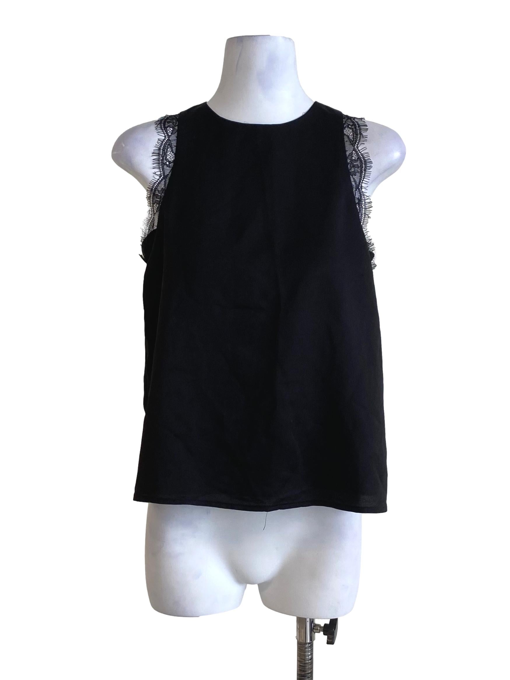 Jade Black Lace Shoulder Sleeveless Top LB