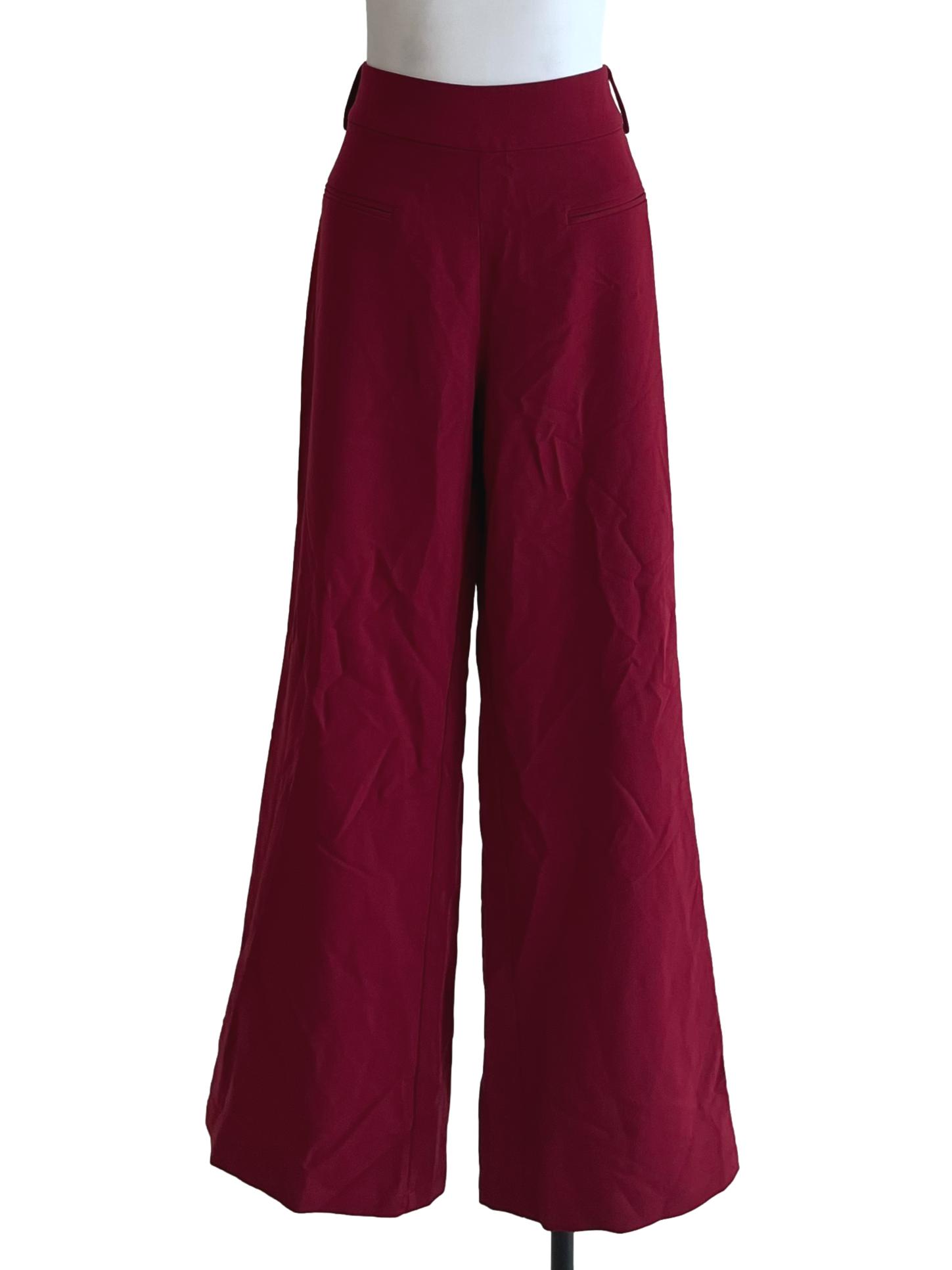 Blood Red High-Waisted Formal Pants