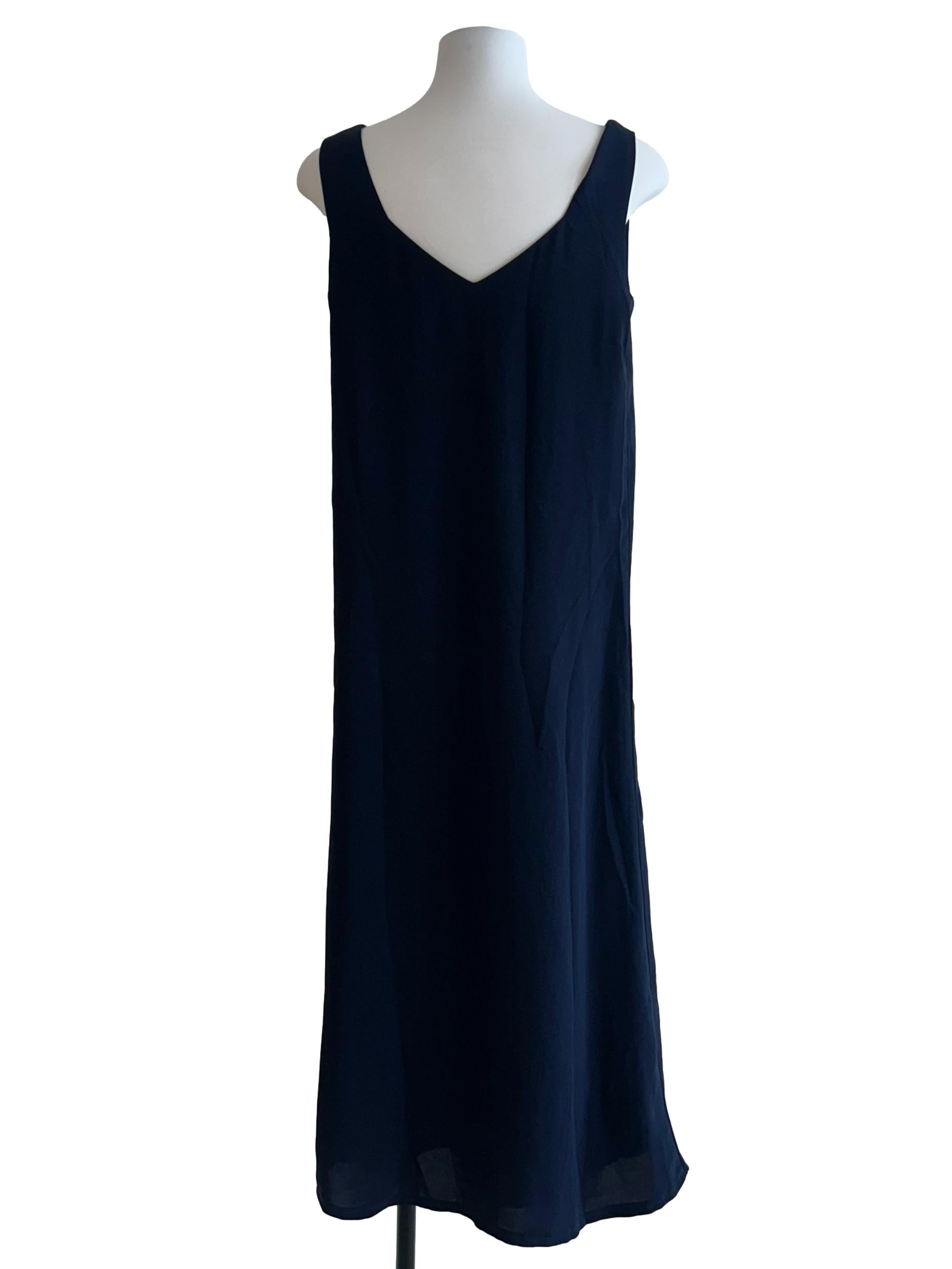 Navy Viscose Drop Waist Tent Dress OSN