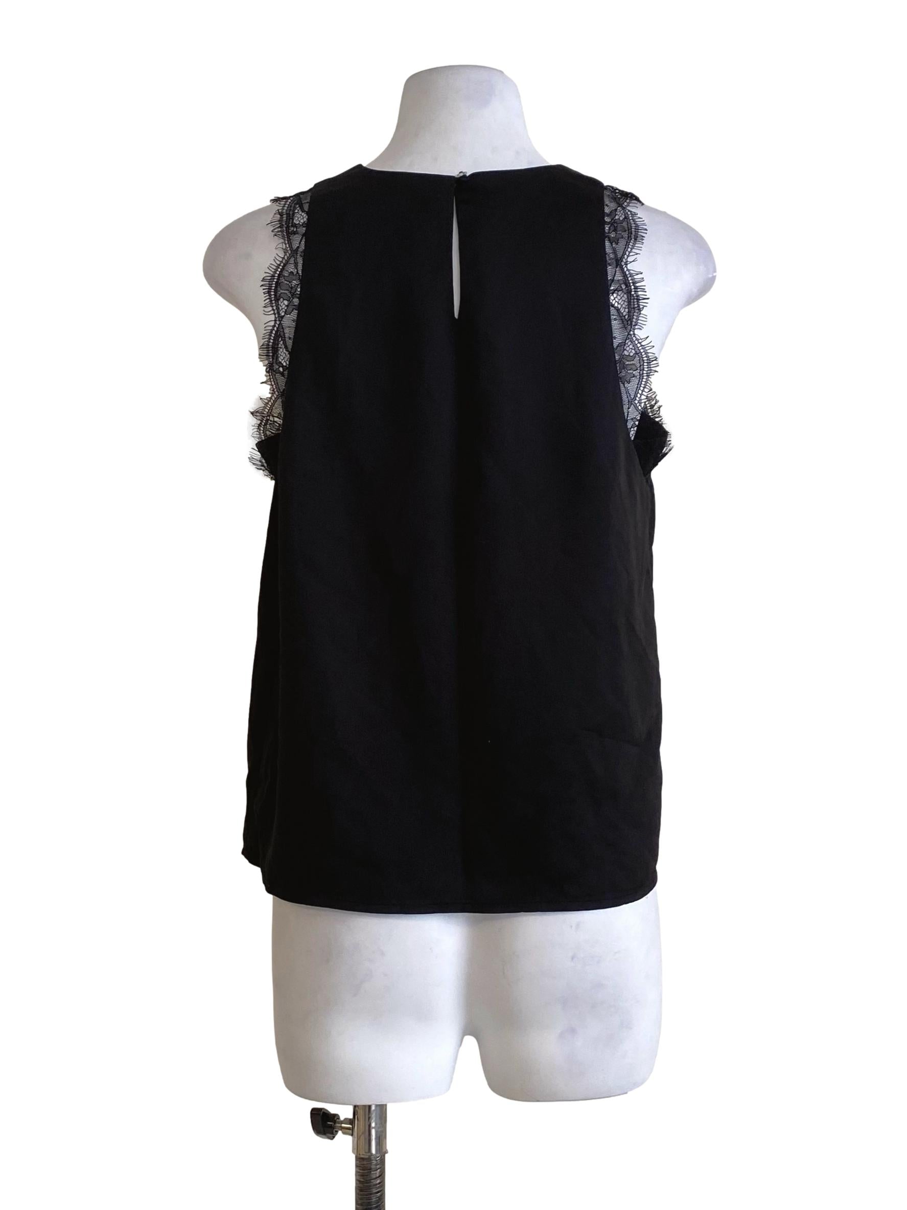 Jade Black Lace Shoulder Sleeveless Top LB