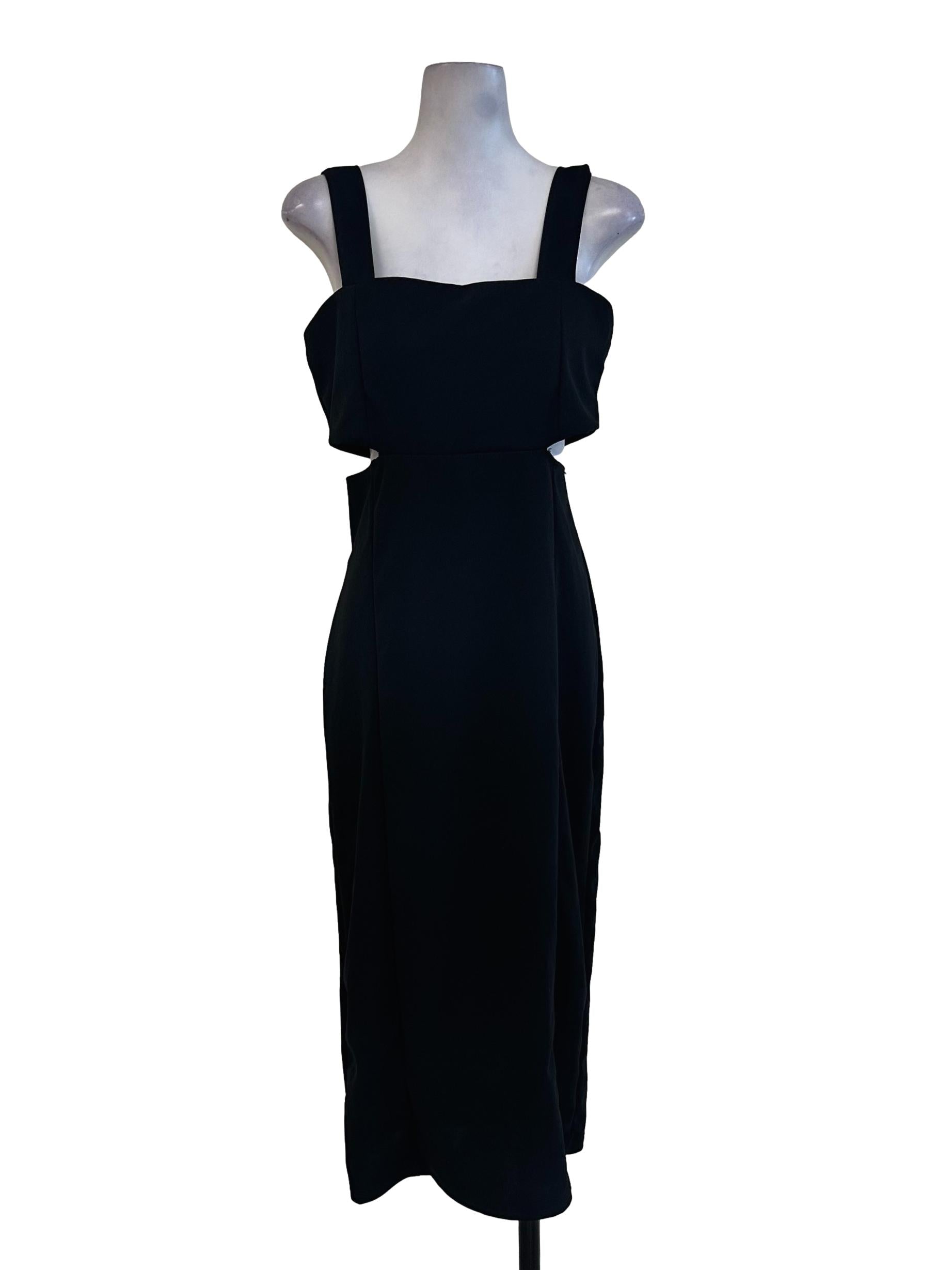 Black Cutout Waist Sleeveless Dress