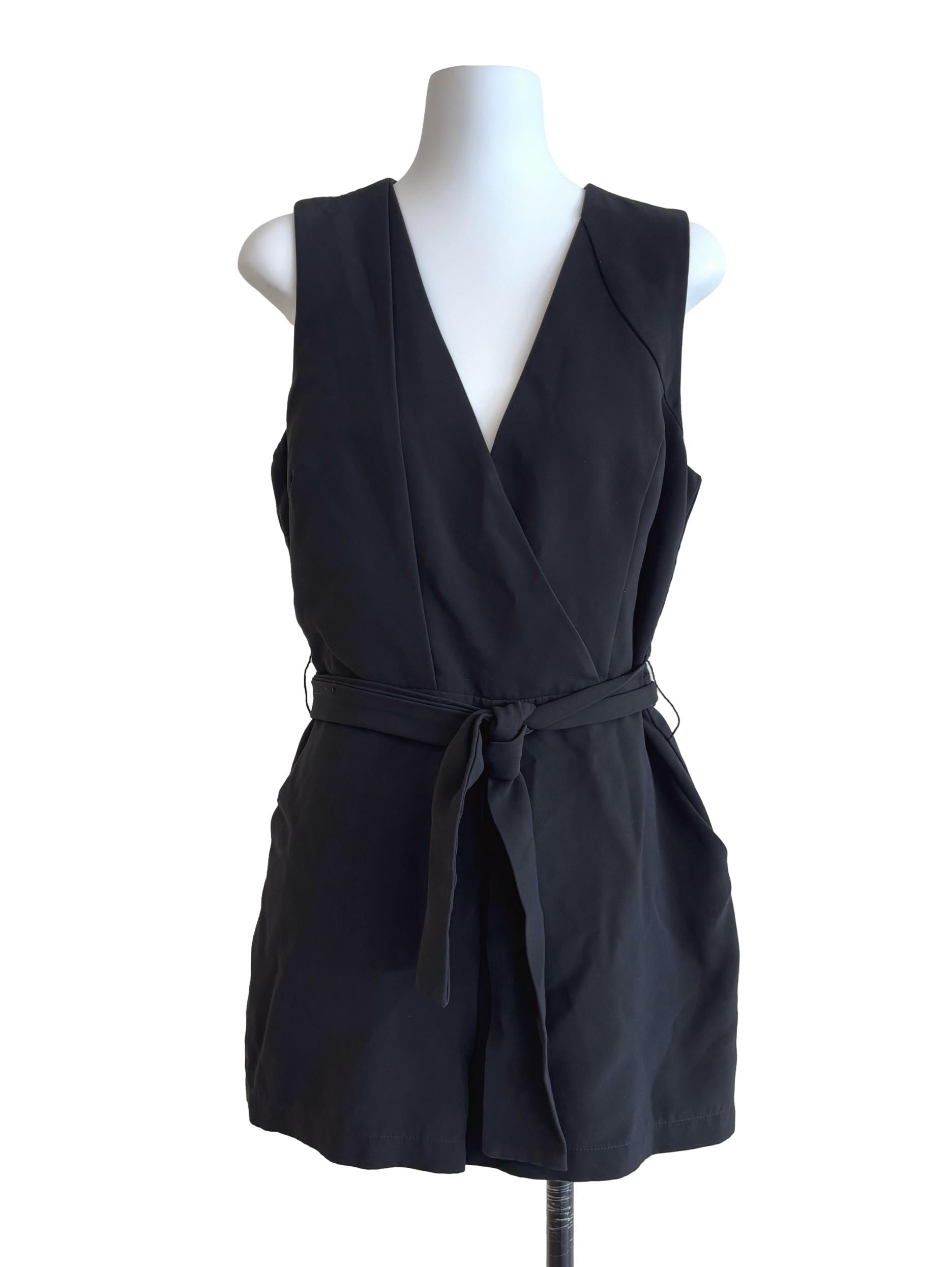 Jet Black Surplice Romper