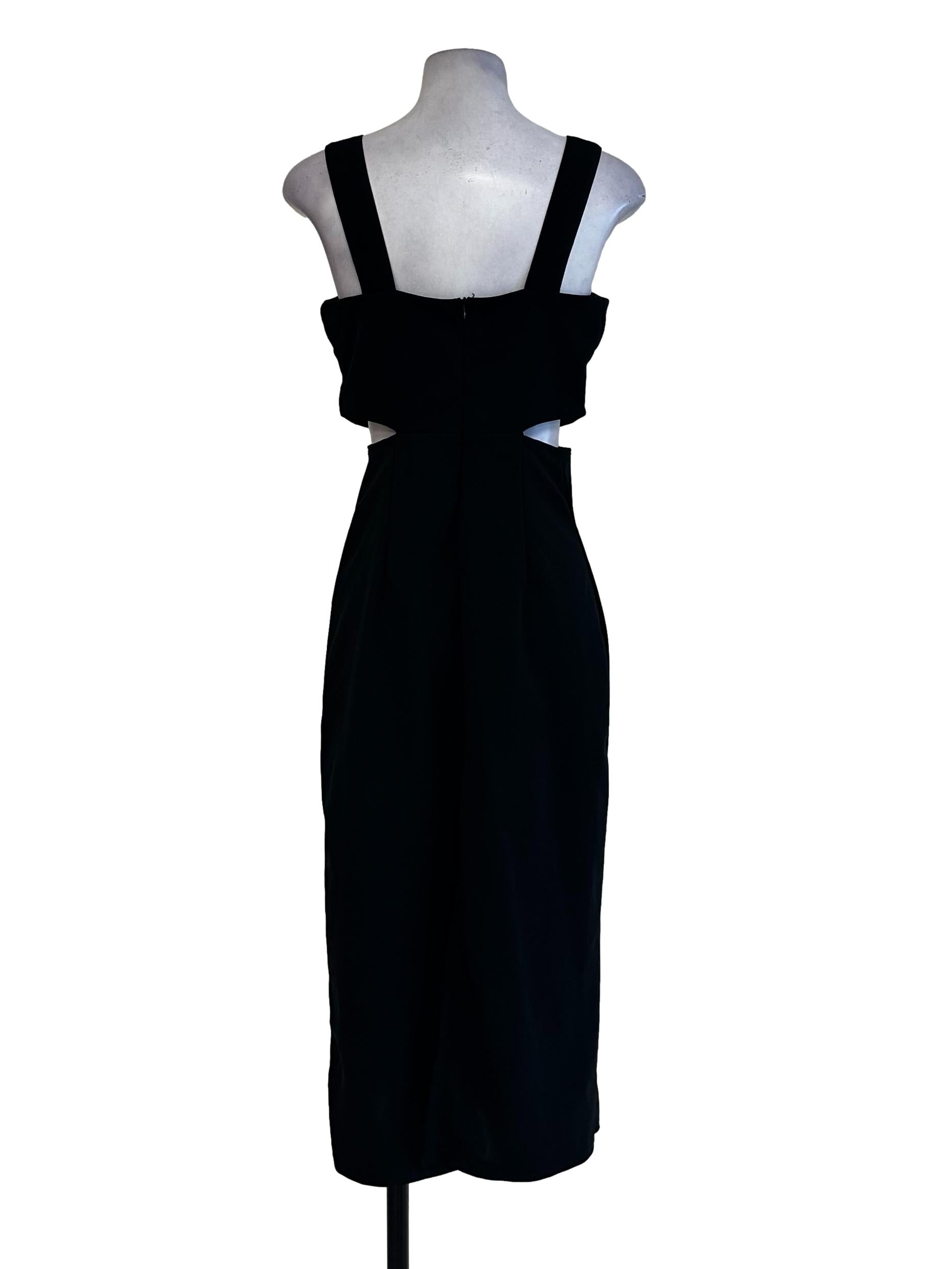 Black Cutout Waist Sleeveless Dress