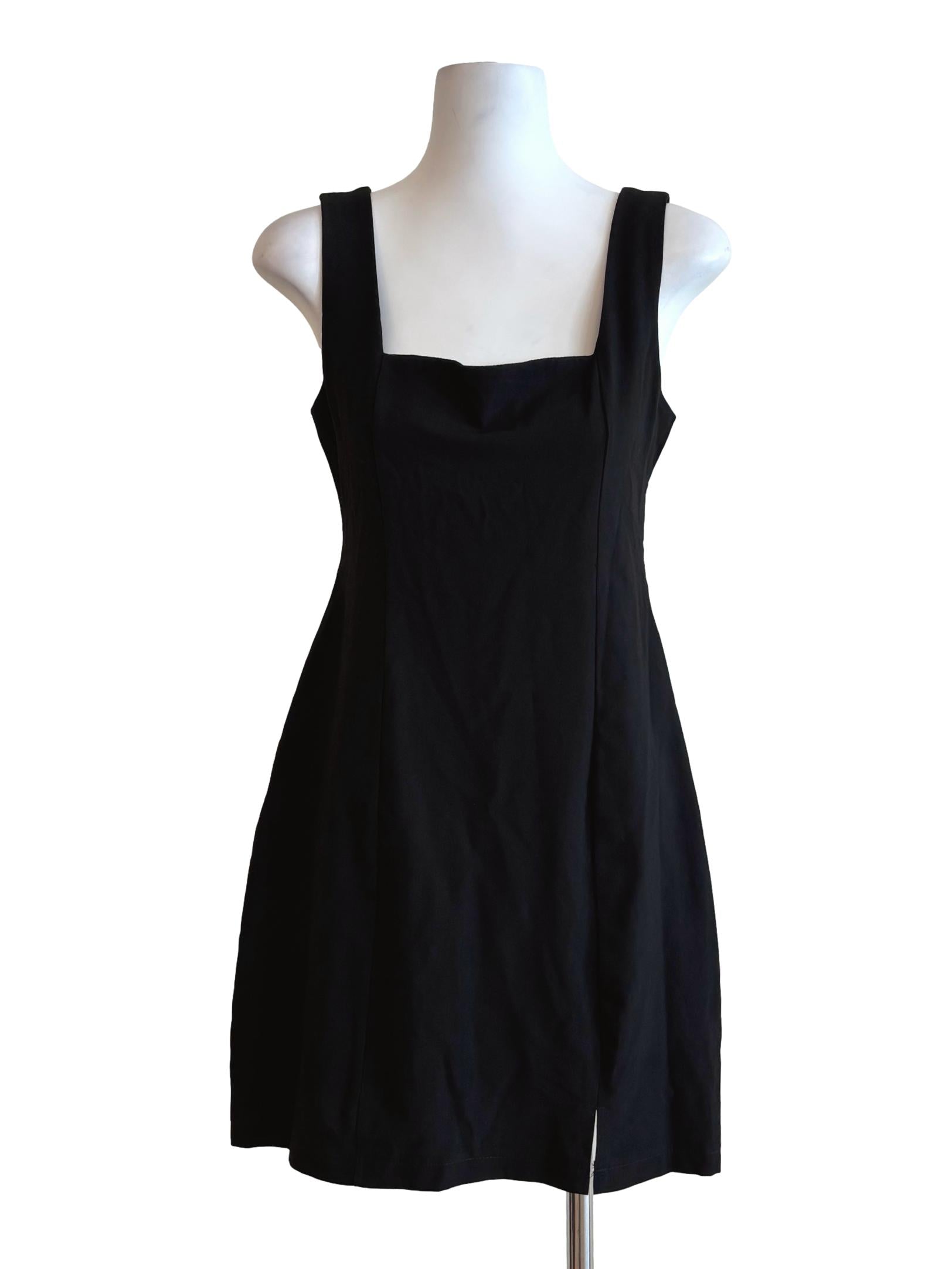 Jet Black Square Neck Pencil Dress