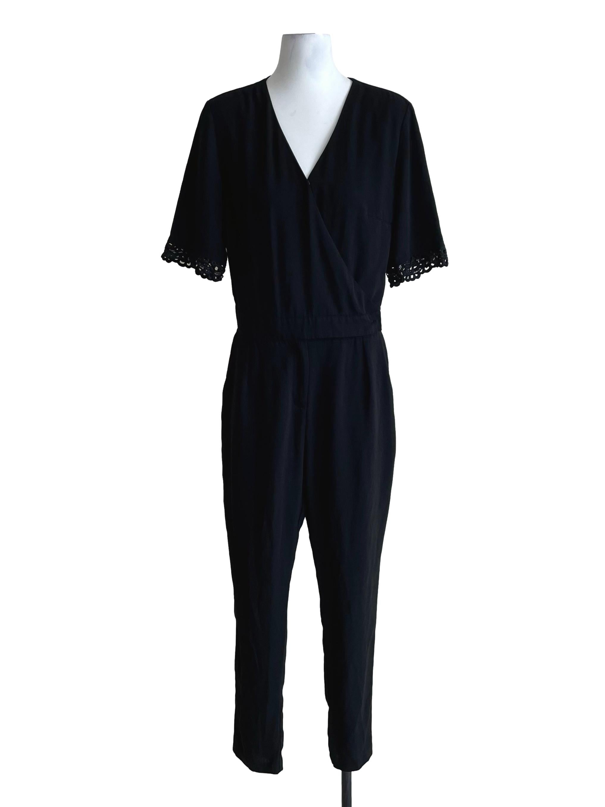 Black Lace Trace Wendy Wrap Jumpsuit