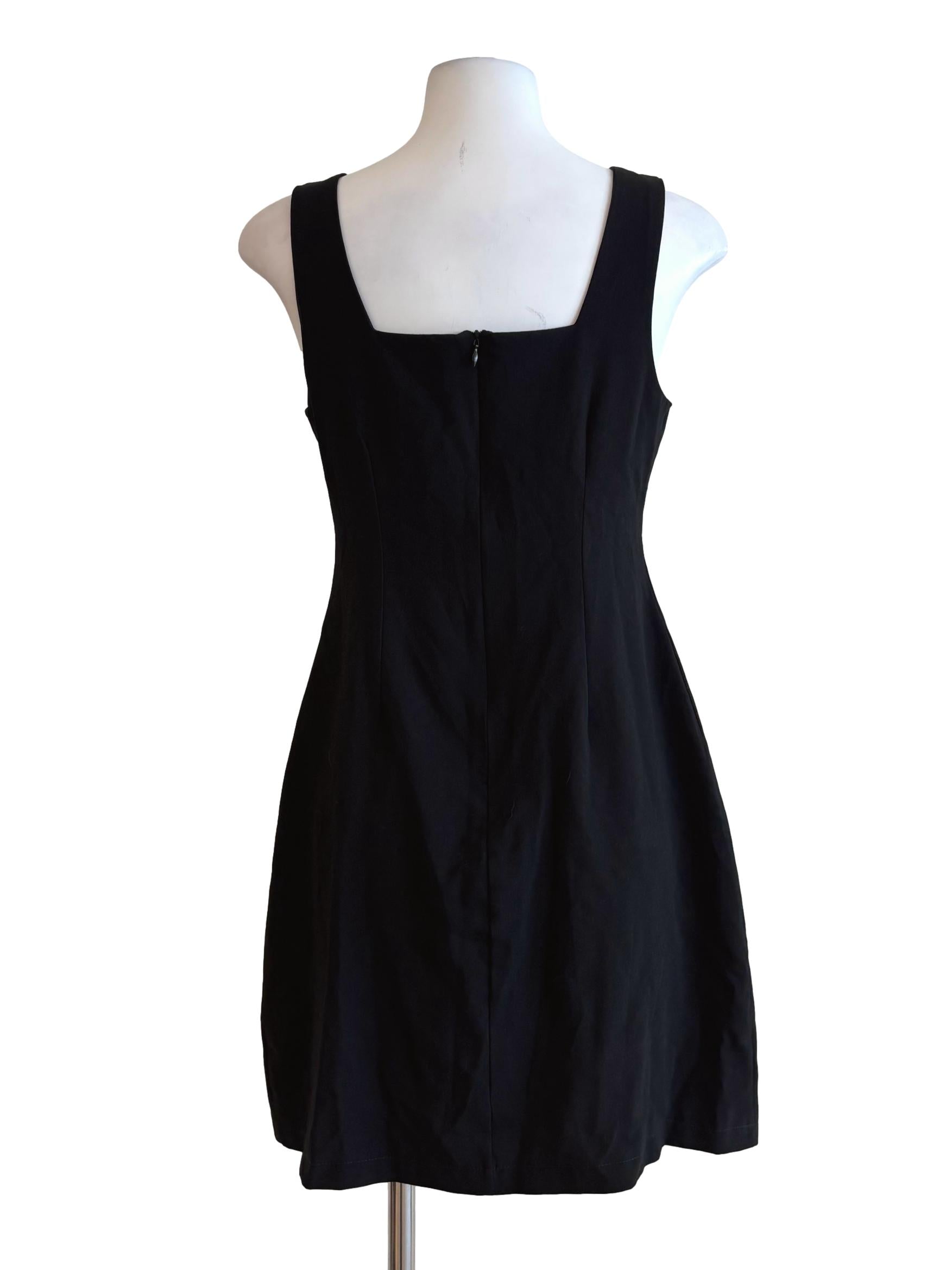 Jet Black Square Neck Pencil Dress