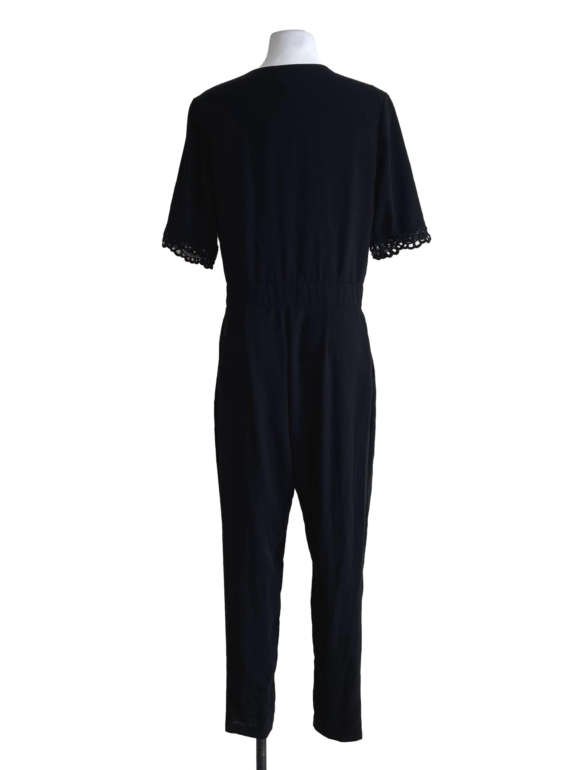 Black Lace Trace Wendy Wrap Jumpsuit