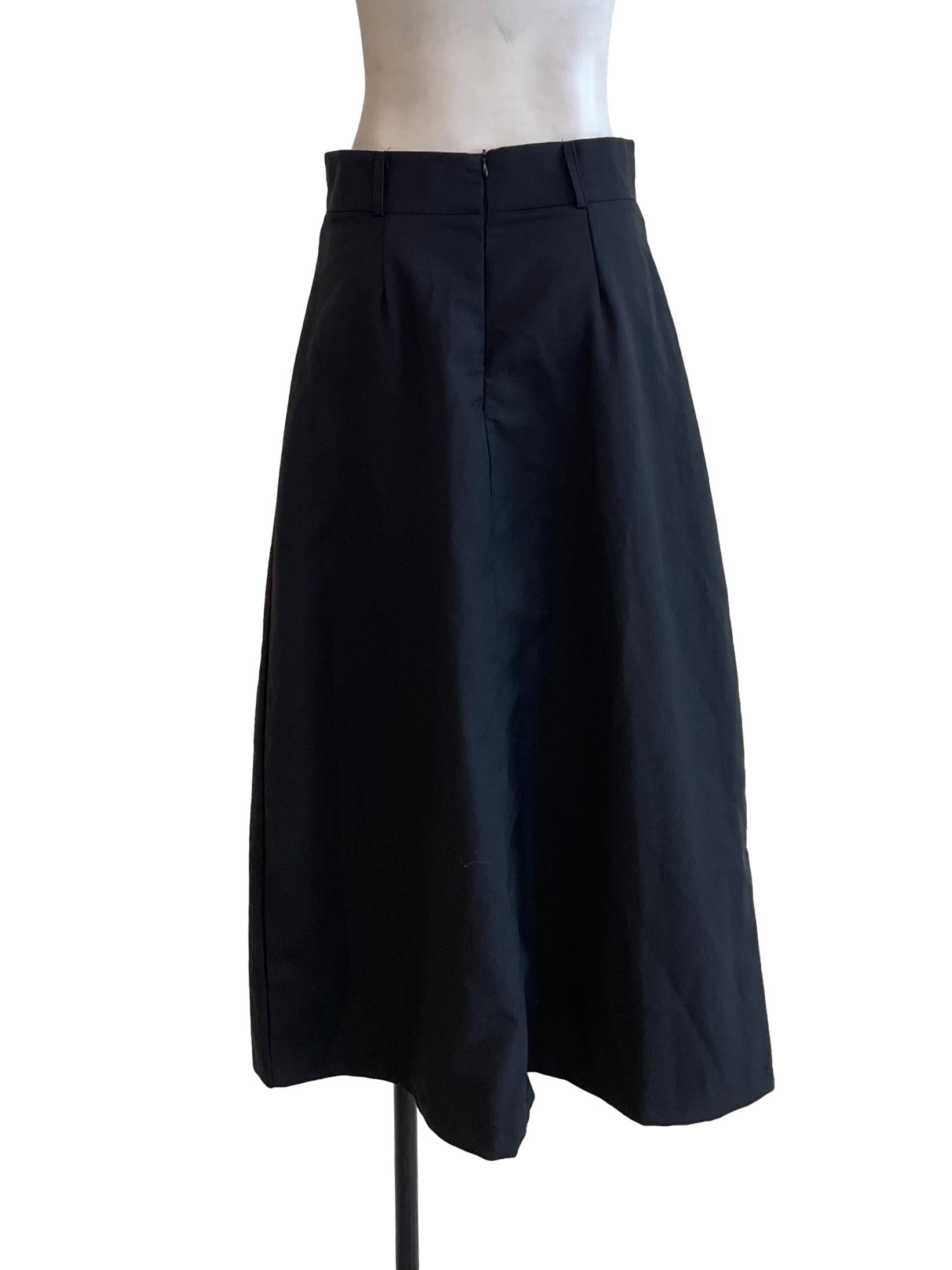 Charcoal Pleated A-Line Skirt