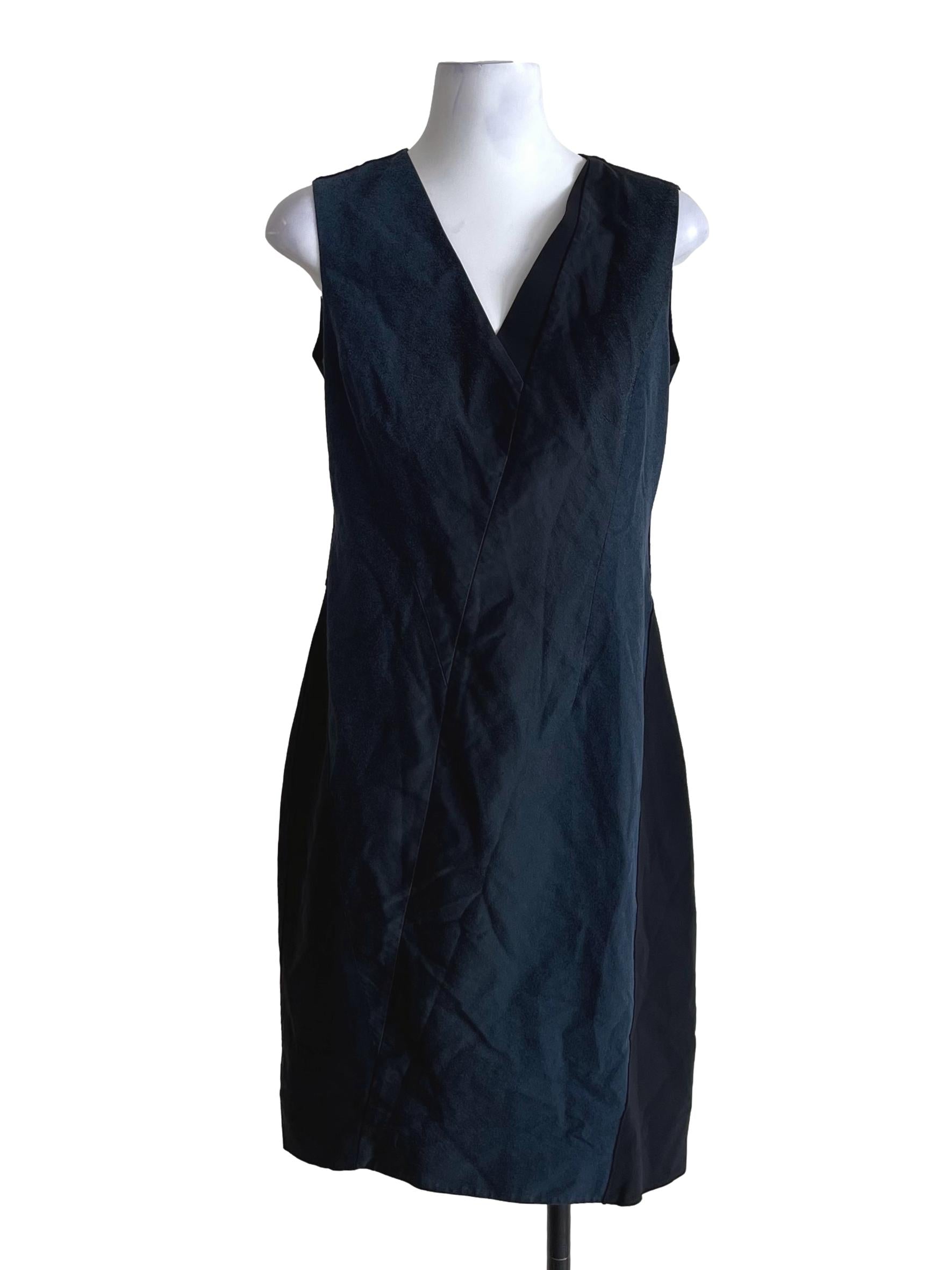 Black & Aegean Blue Contrast Slip Dress