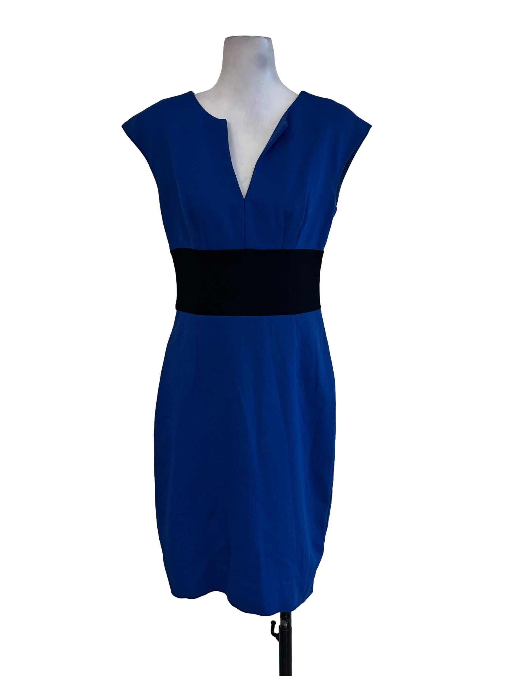 Cobalt Blue V Neck Sleeveless Dress