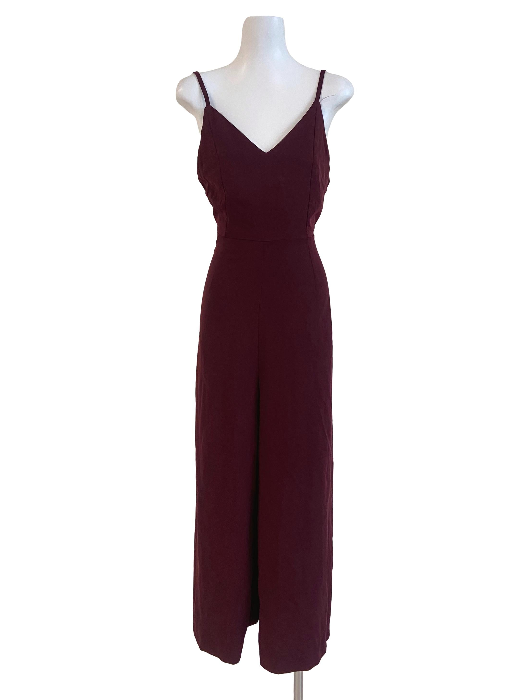 Ruby Red Slit V Neck Jumpsuits TEM