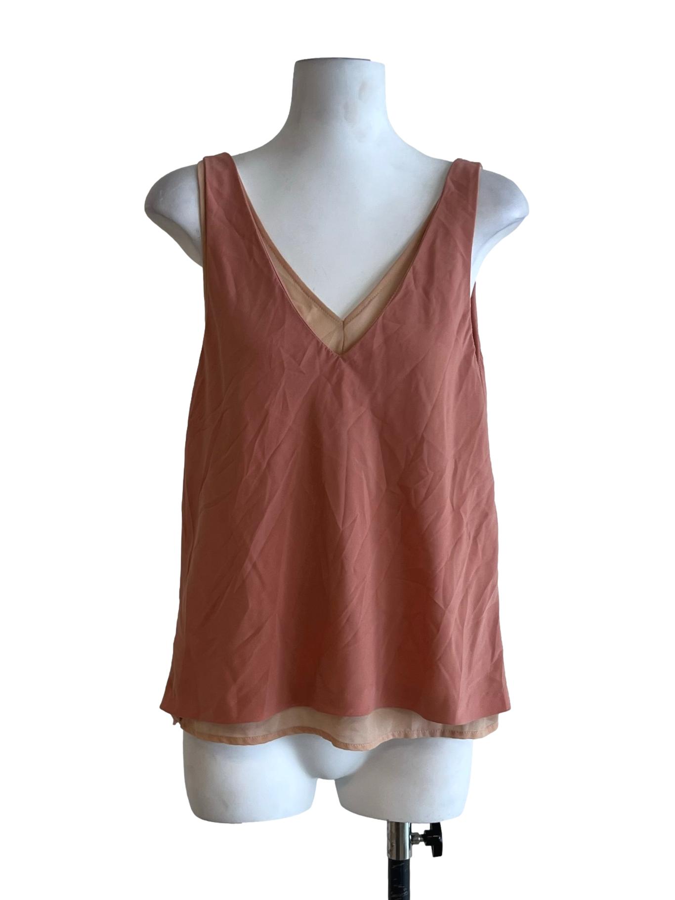 Coral Pink V-Neckline Sleeveless Top