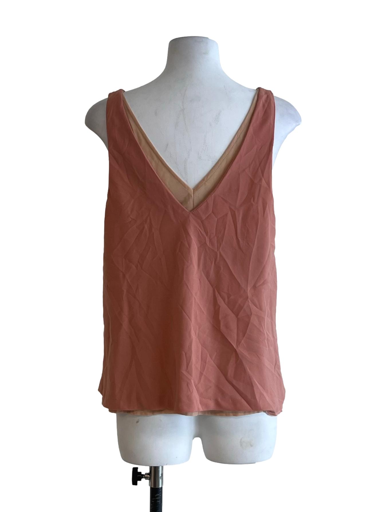Coral Pink V-Neckline Sleeveless Top