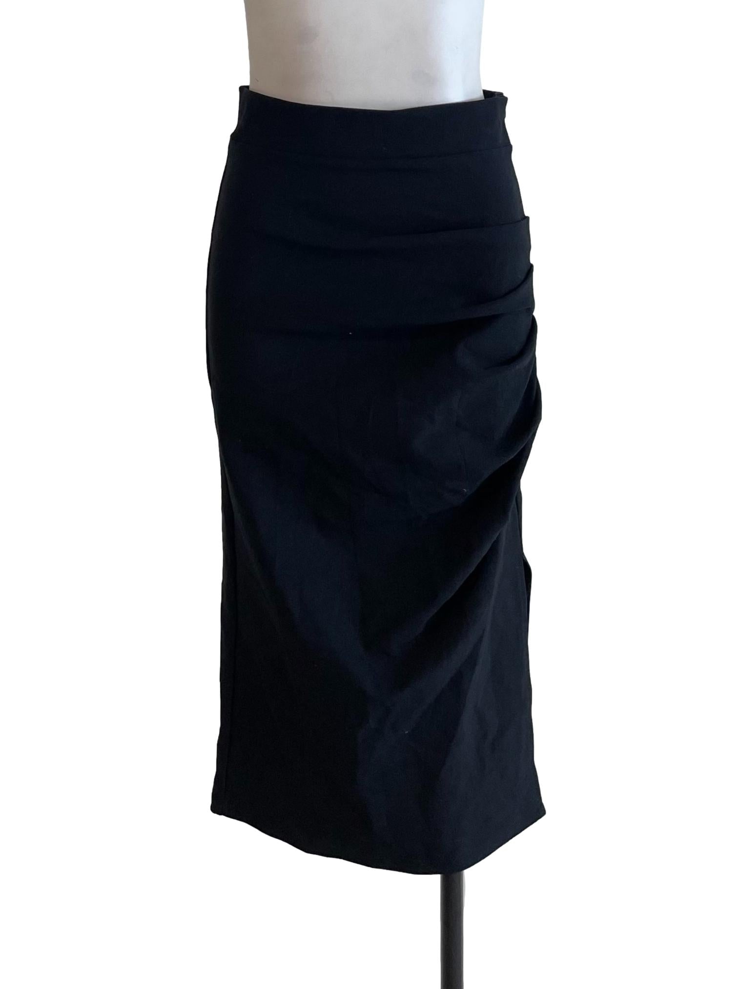 Black Draped Tube Skirt