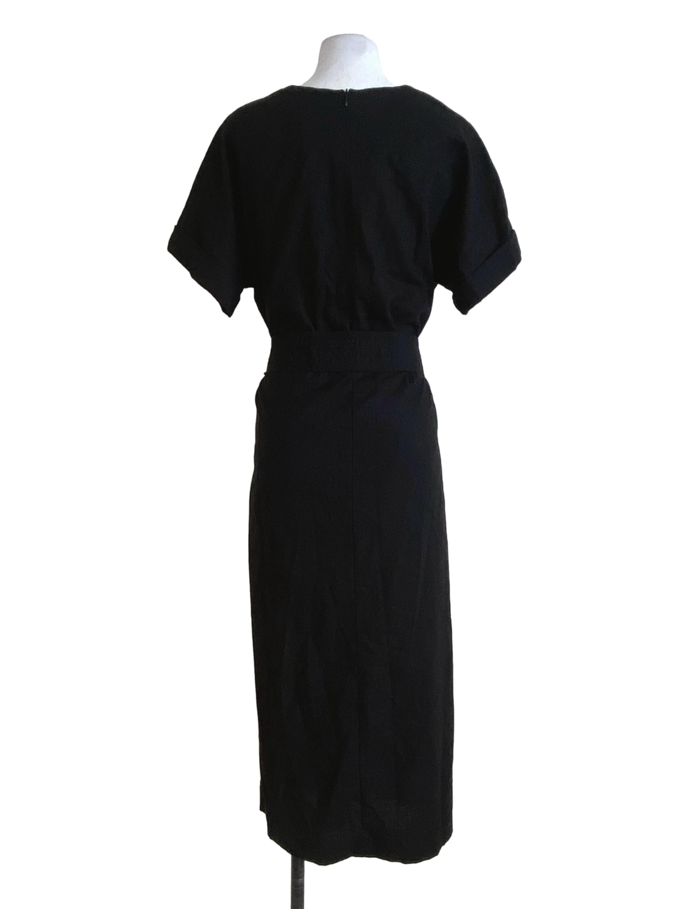 Coal Black Linen Side Slits Tunic Dress