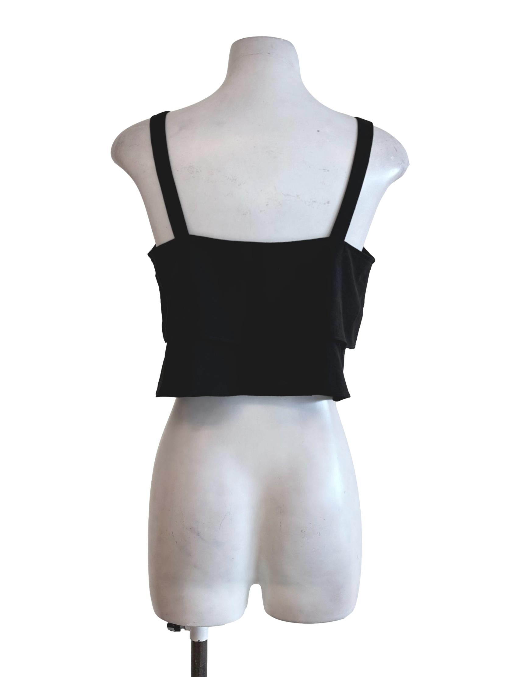 Black Layered Plain Crop Top