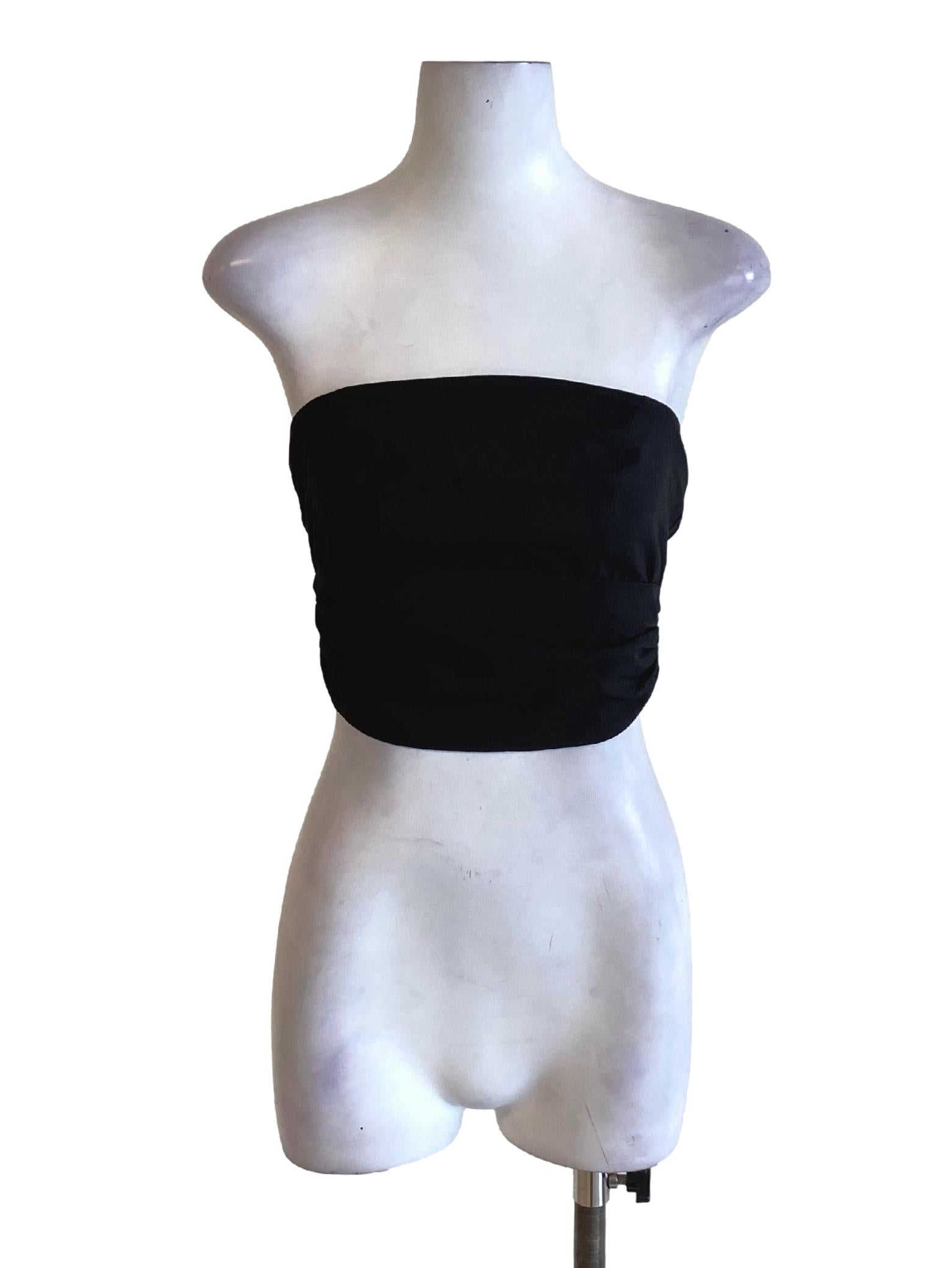 Ebony Black Strapless Fit Cropped Top TTR
