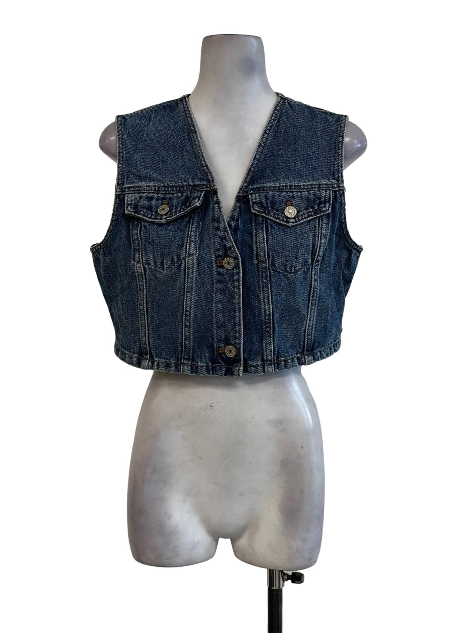 Blue Denim Sleeveless Jacket