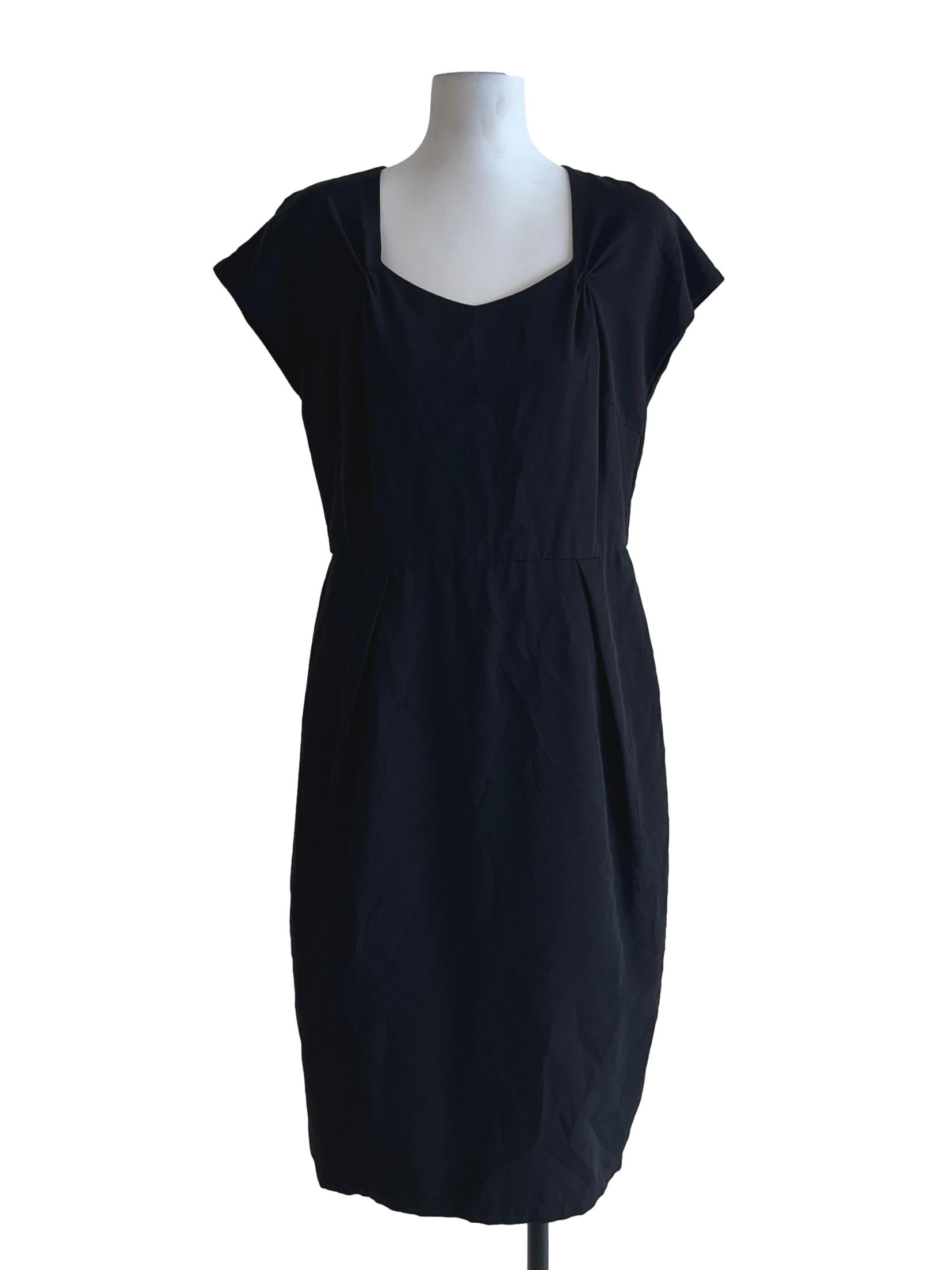 Black Square Neckline Empire Dress