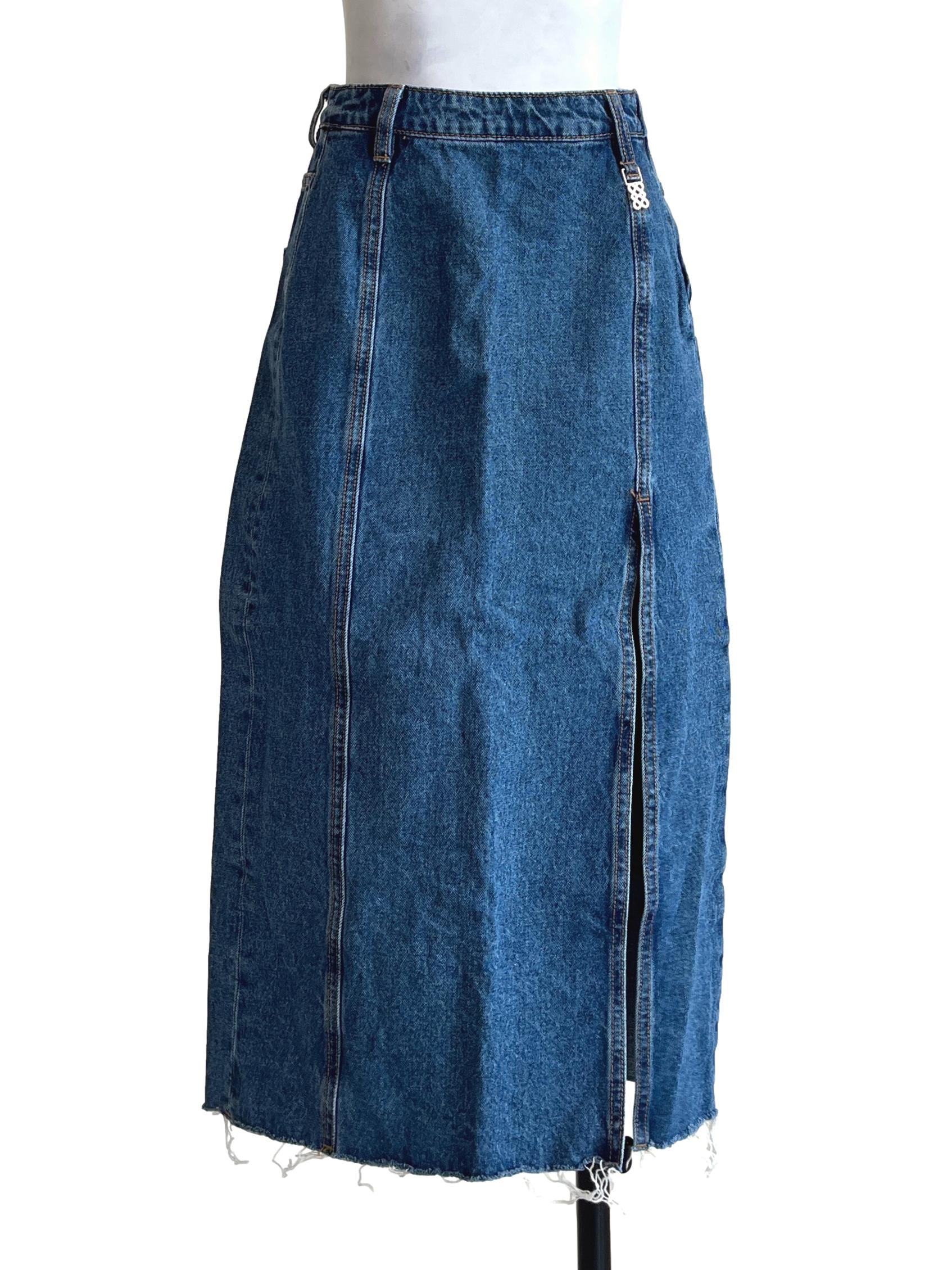 Navy Blue A-Line Denim Skirt