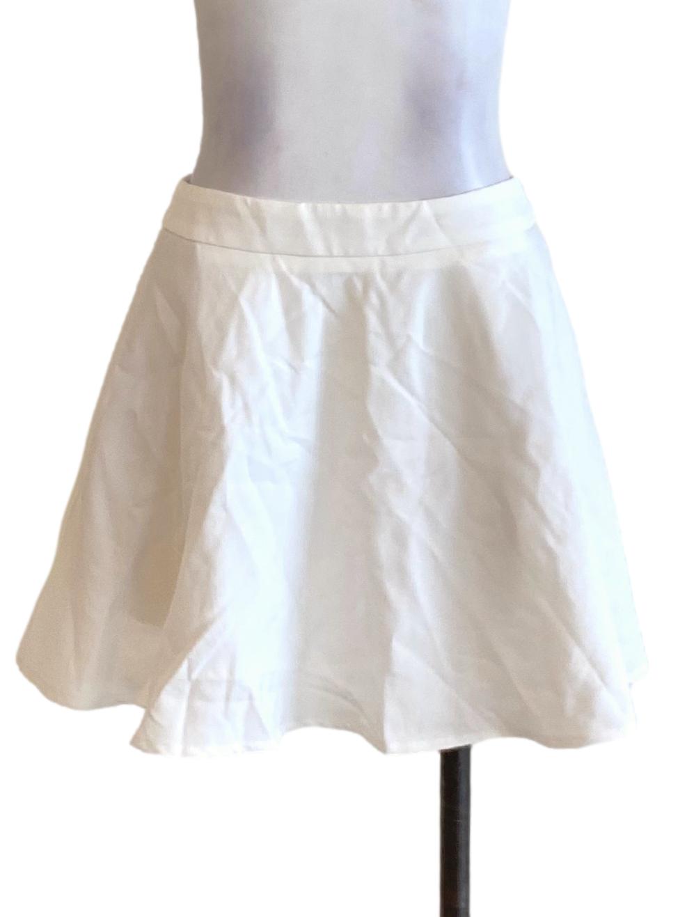 Pearl White High Waisted Flowy Mini A-Line Skirt
