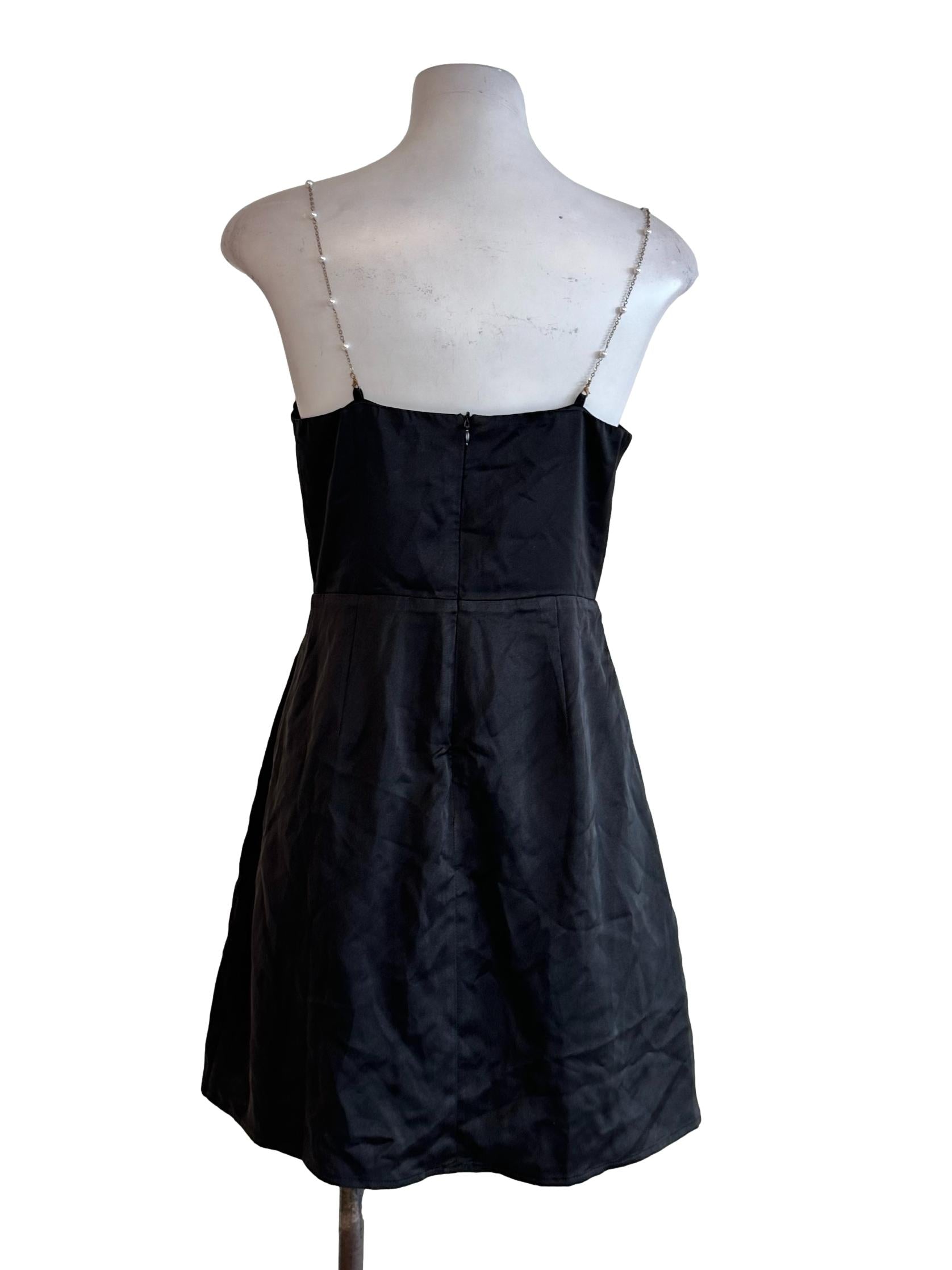 Black Satin Sleeveless Dress